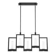 Hanson 5-Light 39" LED Linear Chandelier, Black Finish - Bees Lighting