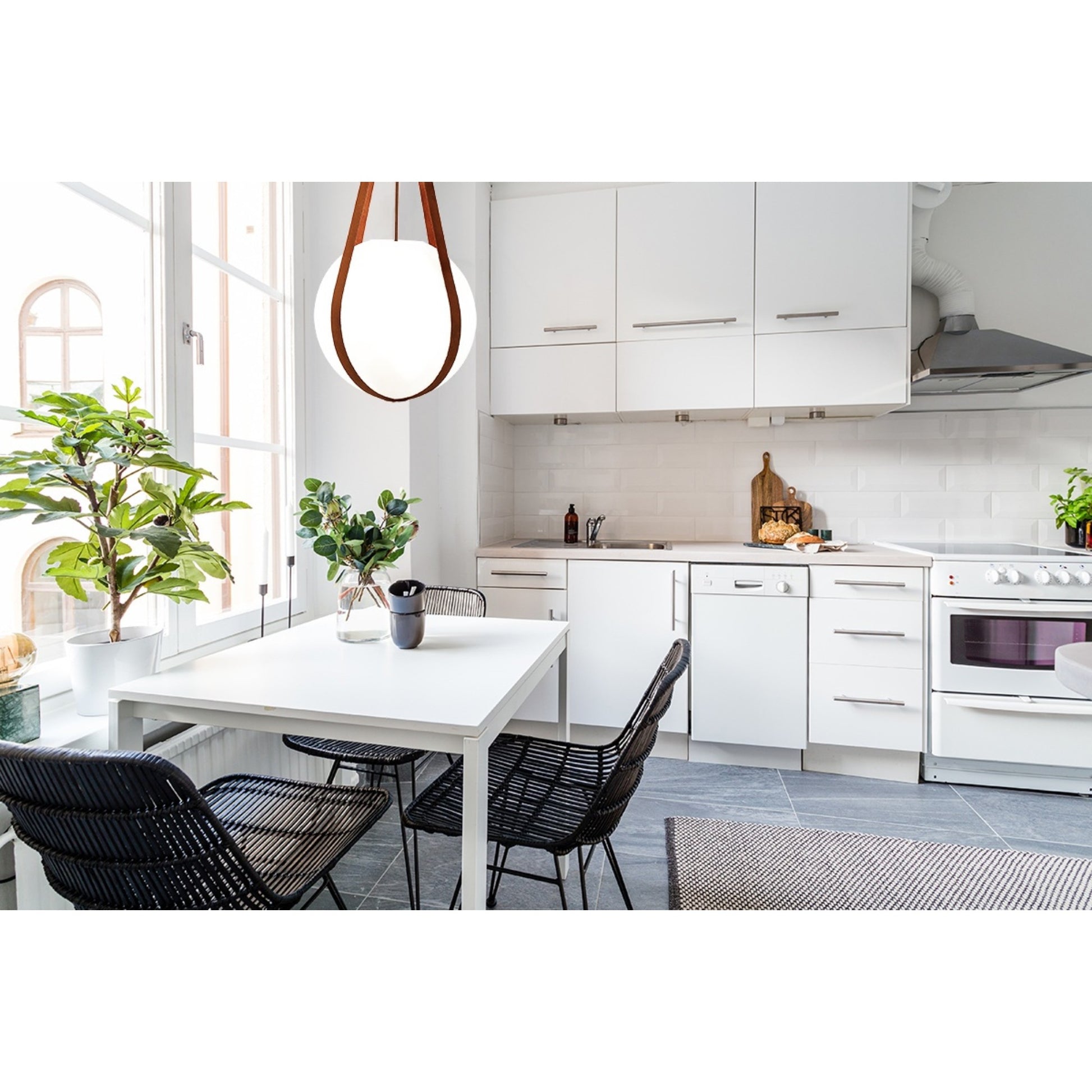 Rosemount 27" Pendant, Chrome Finish with White Glass - Bees Lighting