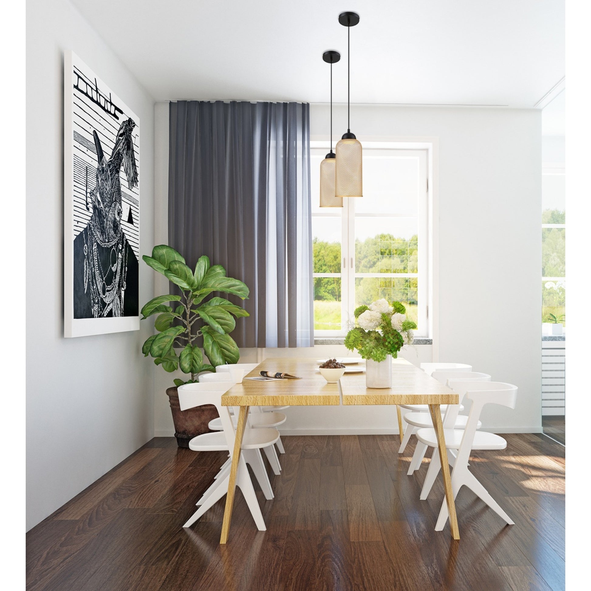 Kenmore 14" LED Mini Pendant, Gold Finish - Bees Lighting