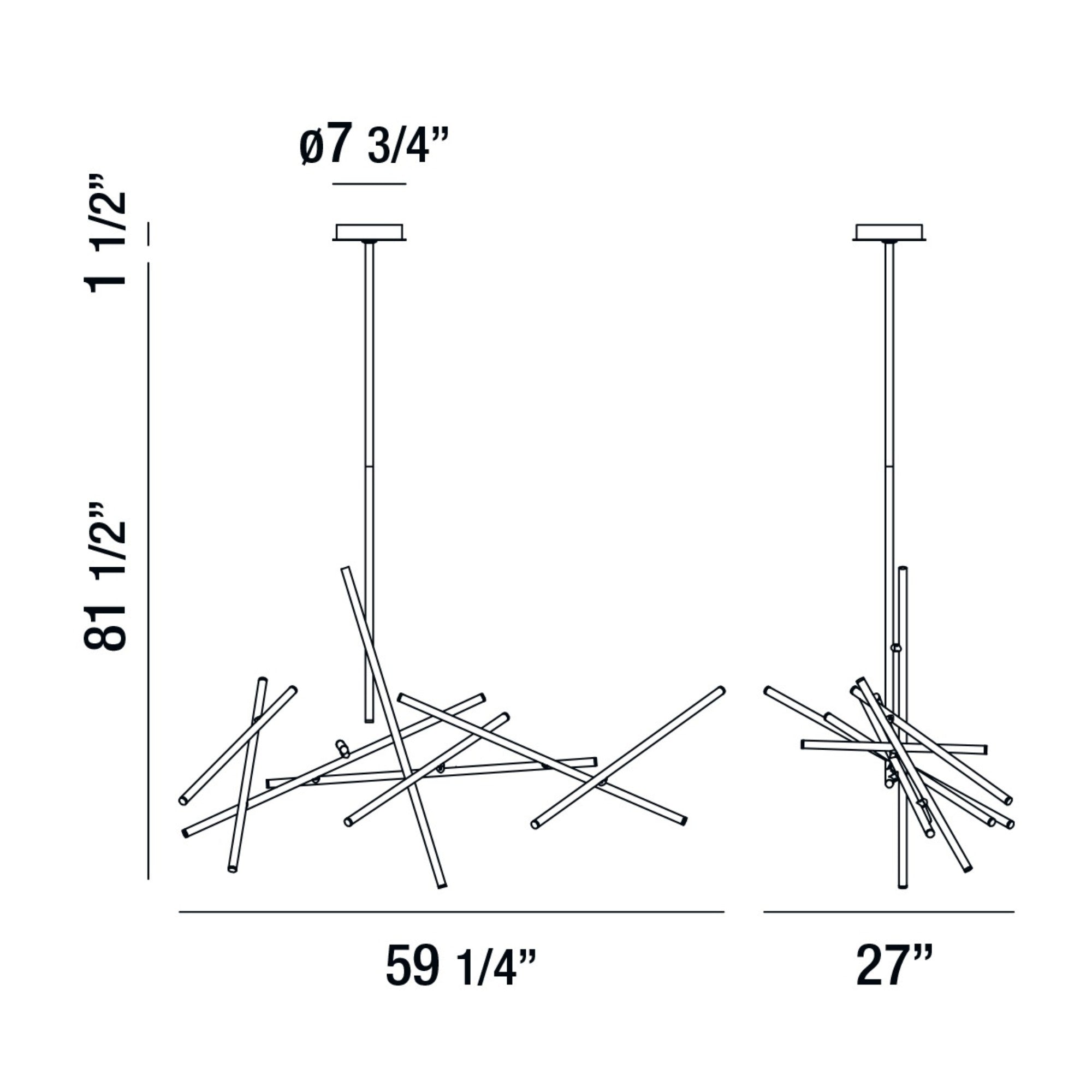Crossroads 18-Light 59" LED Grand Chandelier, Black Finish - Bees Lighting
