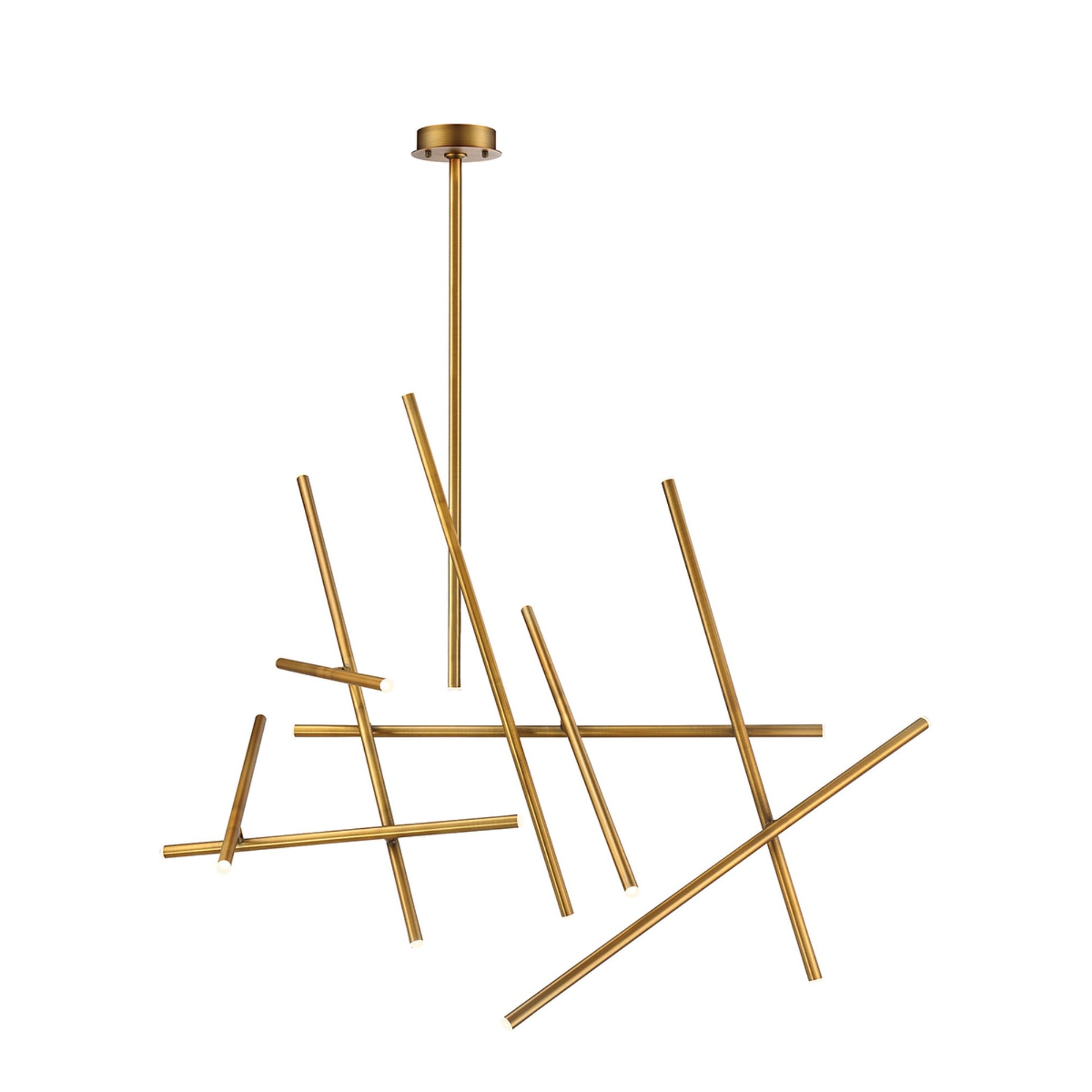 Crossroads 18-Light 59" LED Grand Chandelier, Brushed Brass Finish - Bees Lighting