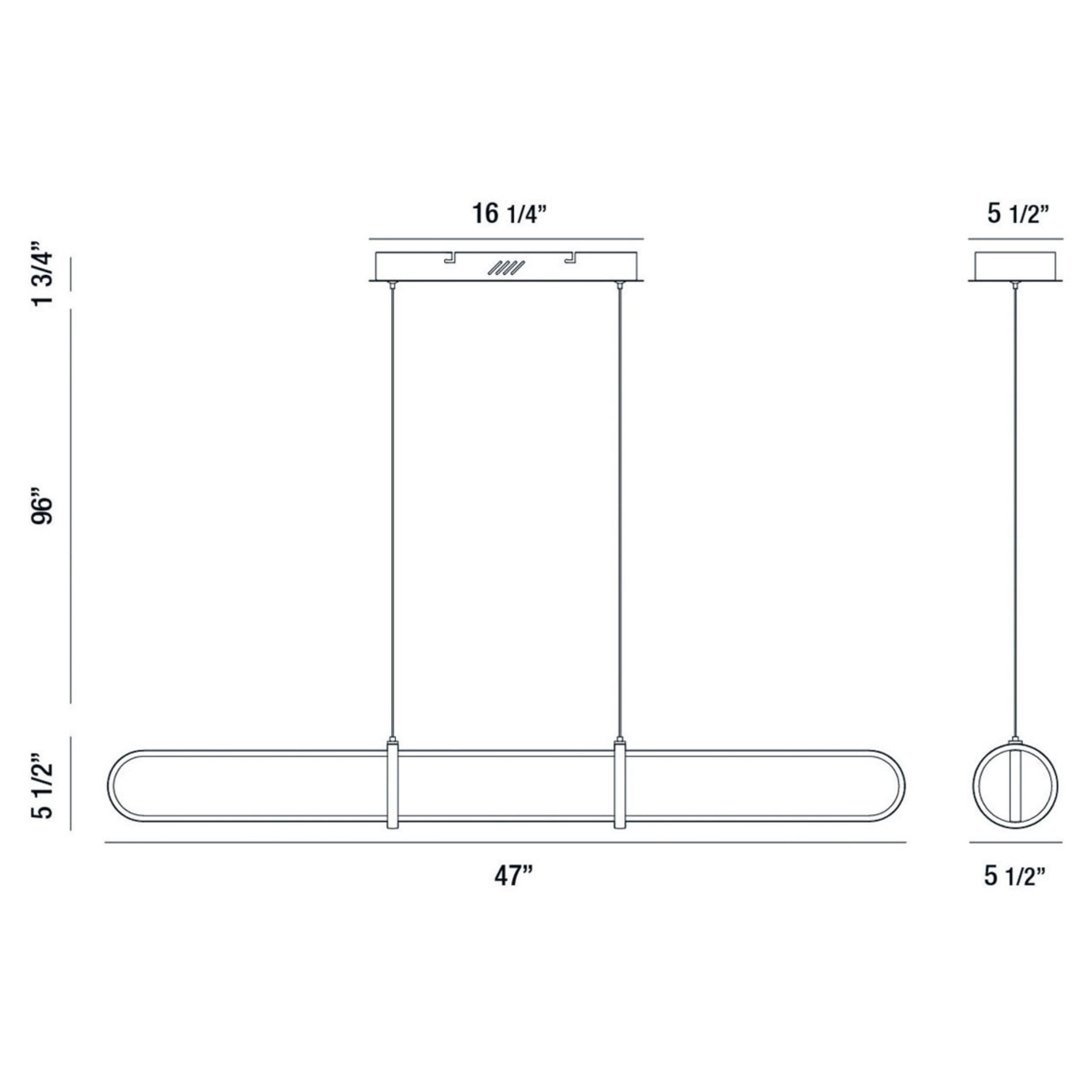 Berkley 3-Light 47" LED Linear Chandelier, Black Finish - Bees Lighting