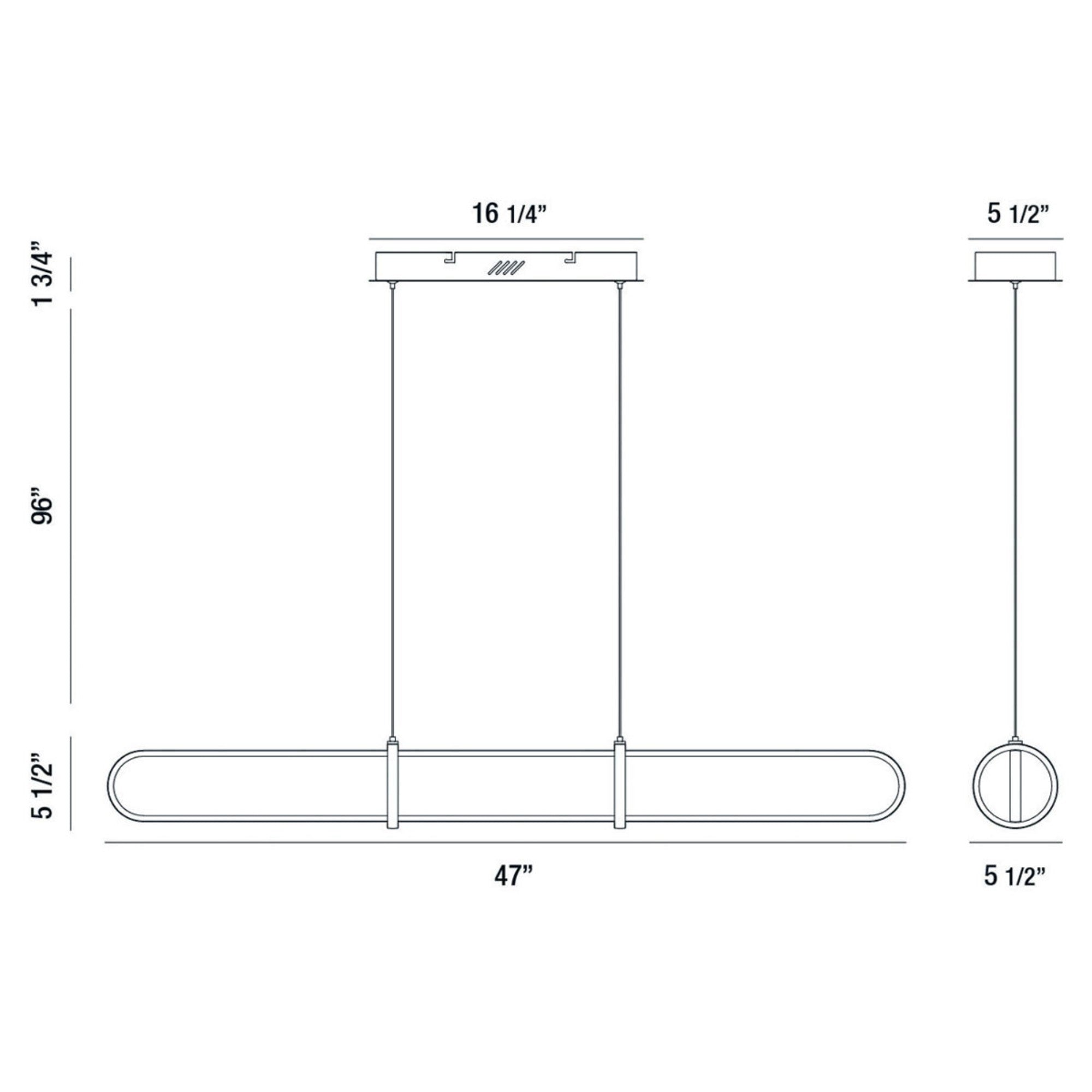 Berkley 3-Light 47" LED Linear Chandelier, Black Finish - Bees Lighting