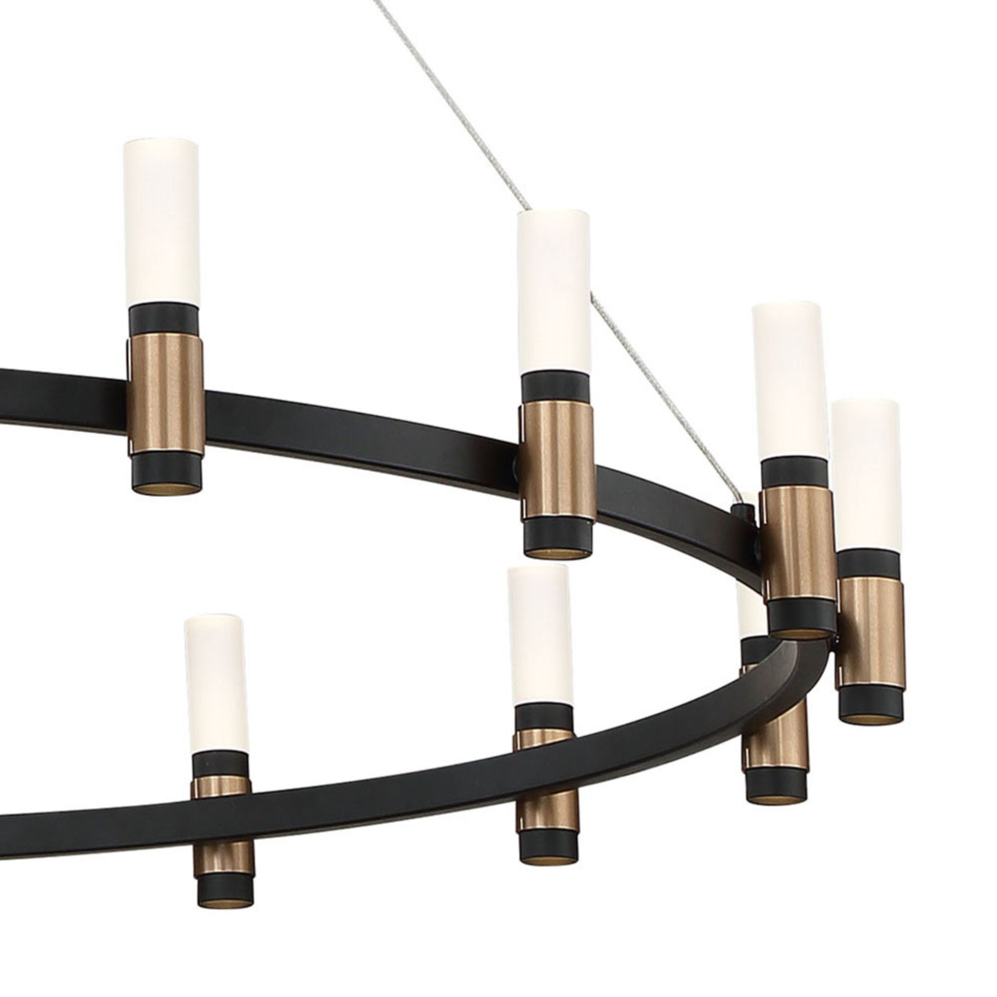 Albany 21-Light 60" LED Grand Chandelier, Black & Brass Finish - Bees Lighting