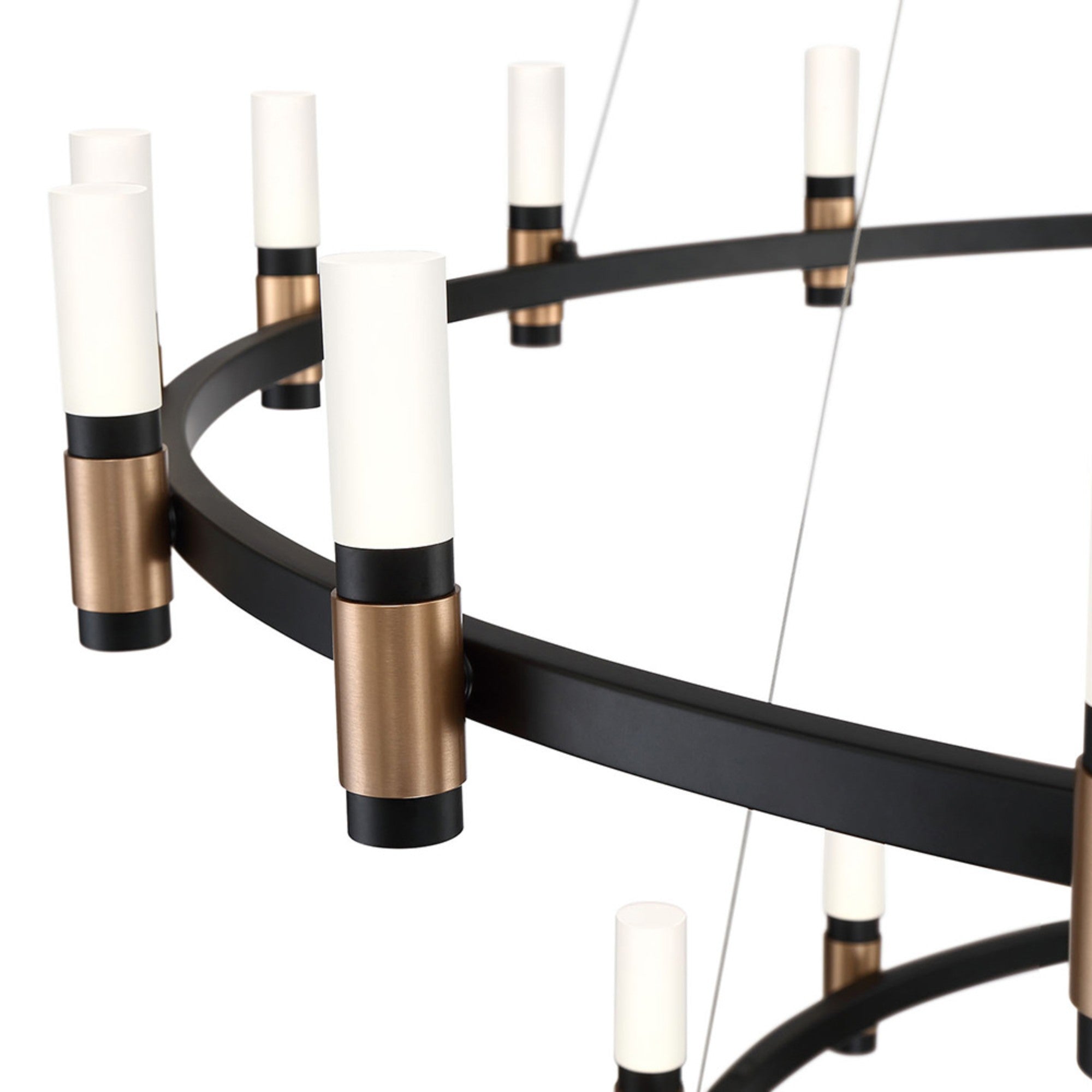 Albany 3-Tiers 51-Light 60" LED Grand Chandelier, Black & Brass Finish - Bees Lighting