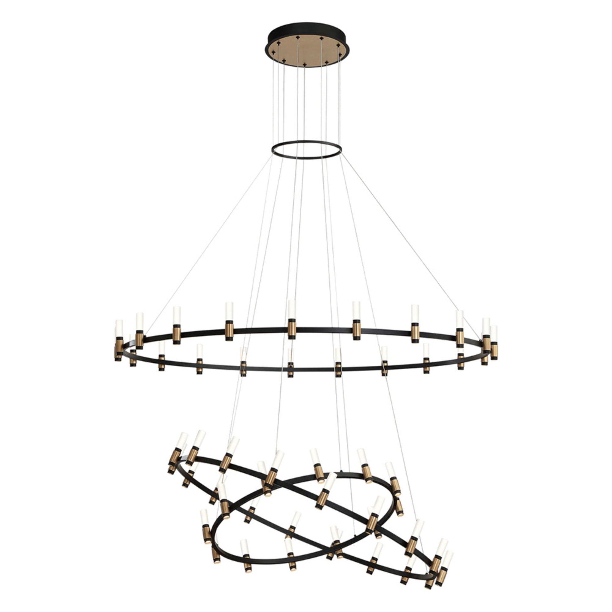 Albany 3-Tiers 51-Light 60" LED Grand Chandelier, Black & Brass Finish - Bees Lighting