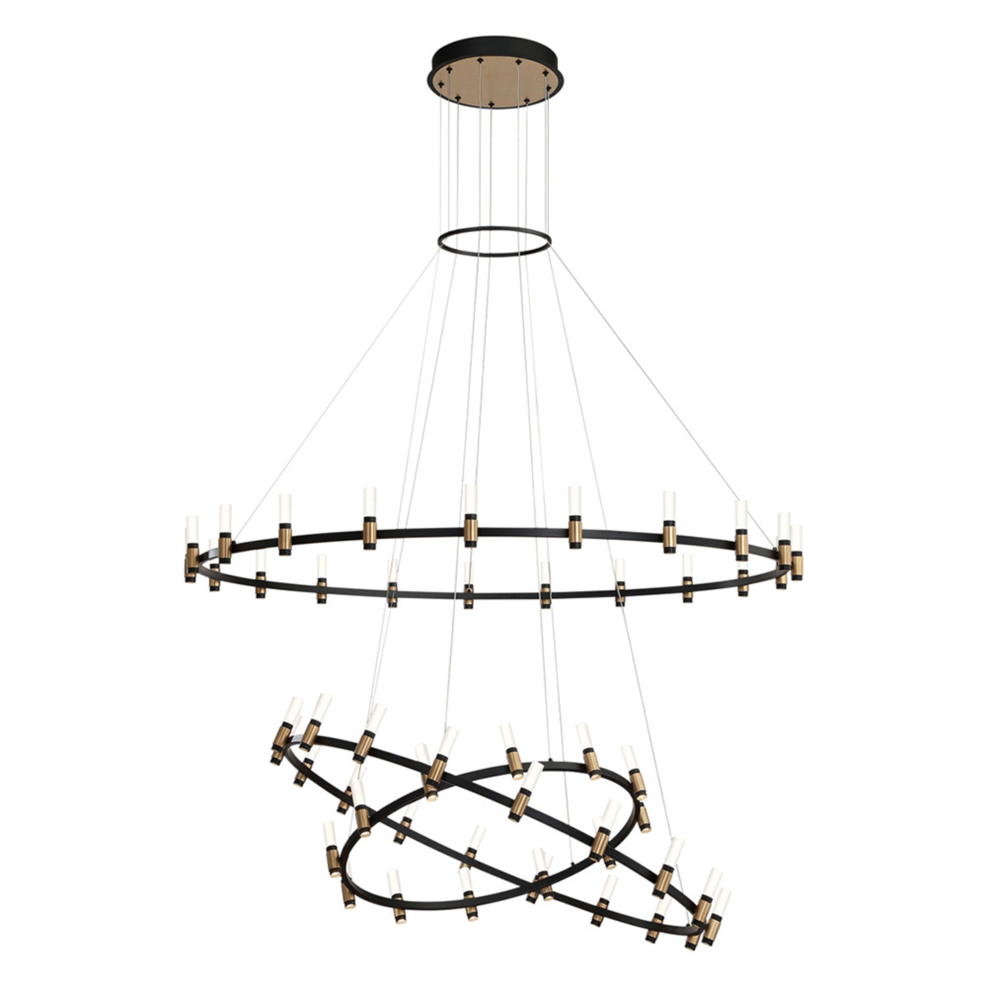 Albany 3-Tiers 51-Light 60" LED Grand Chandelier, Black & Brass Finish - Bees Lighting