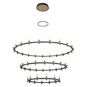 Albany 3-Tiers 51-Light 60" LED Grand Chandelier, Black & Brass Finish - Bees Lighting