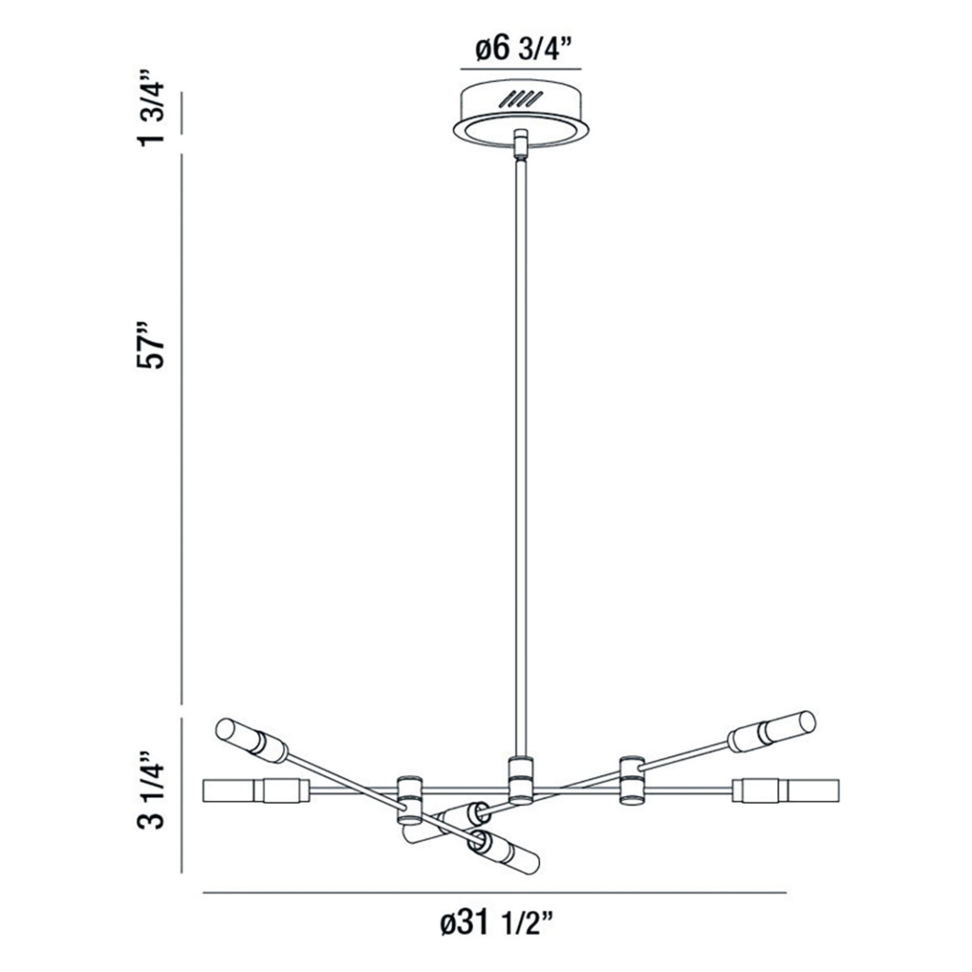 Albany 6-Light 32" LED Chandelier, Black & Brass Finish - Bees Lighting