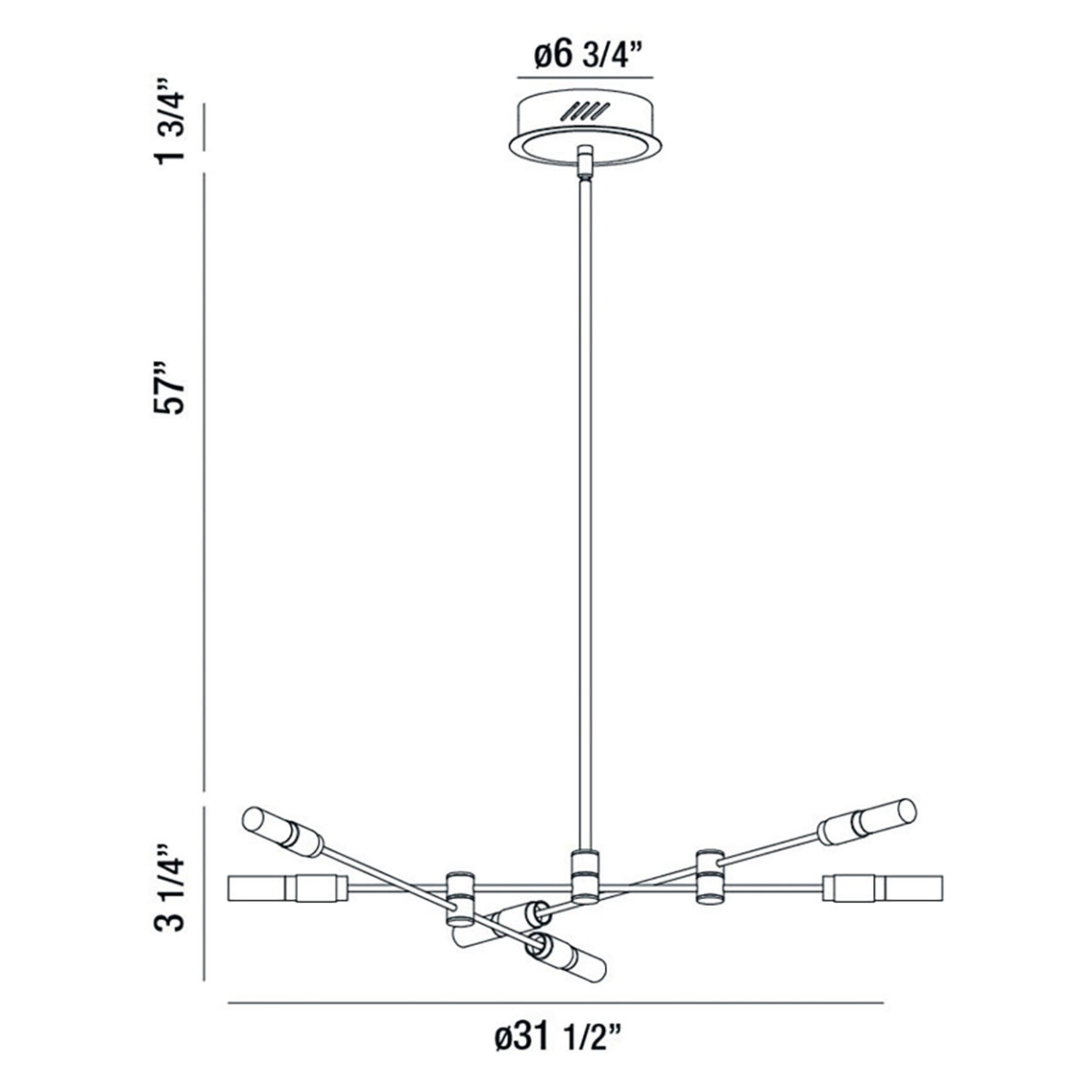Albany 6-Light 32" LED Chandelier, Black & Brass Finish - Bees Lighting