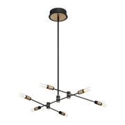Albany 6-Light 32" LED Chandelier, Black & Brass Finish - Bees Lighting