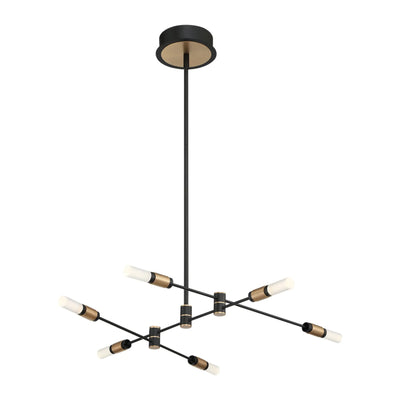 Albany 6-Light 32" LED Chandelier, Black & Brass Finish