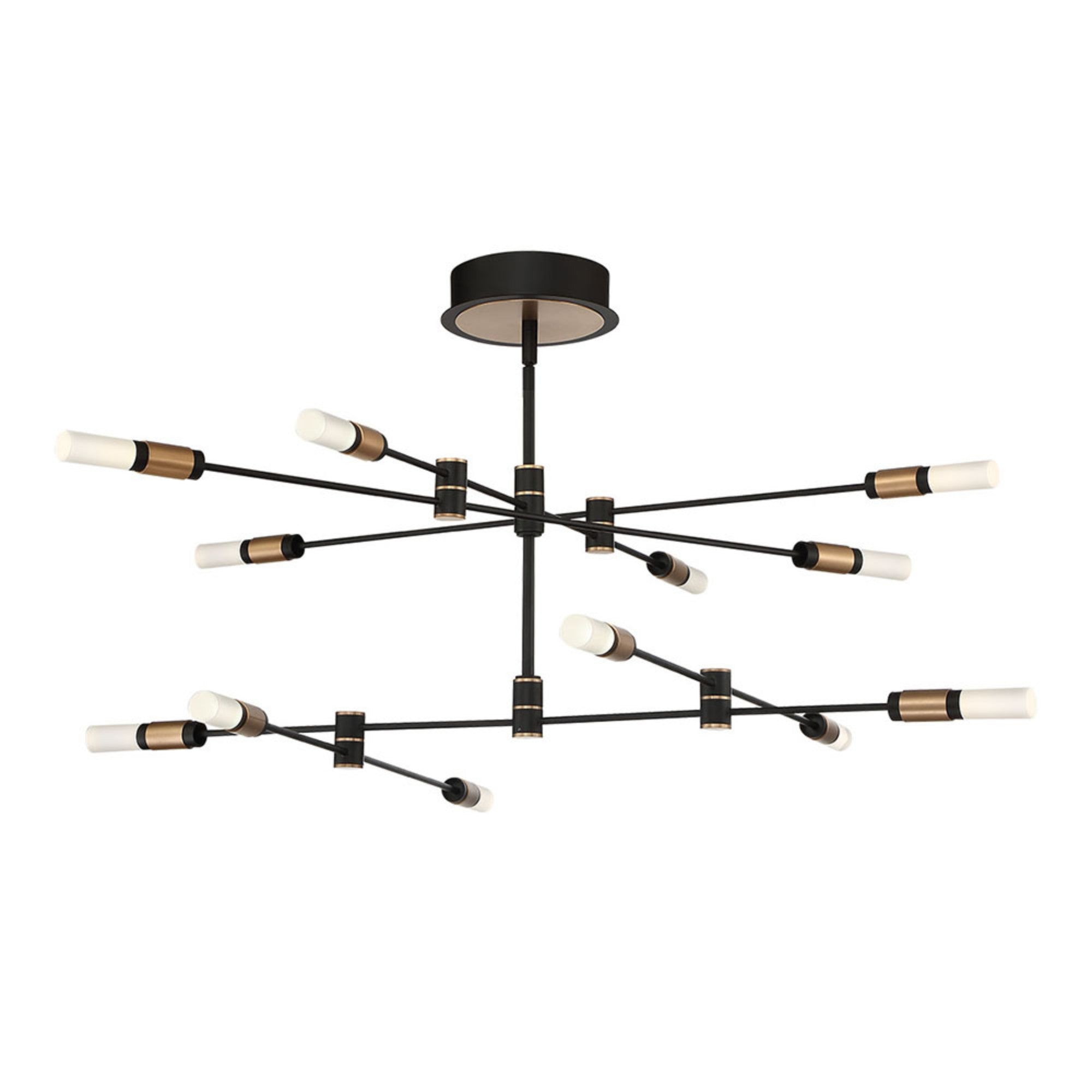 Albany 12-Light 41" LED Chandelier, Black & Brass Finish - Bees Lighting