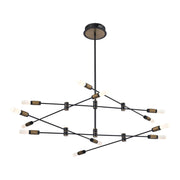 Albany 12-Light 41" LED Chandelier, Black & Brass Finish - Bees Lighting