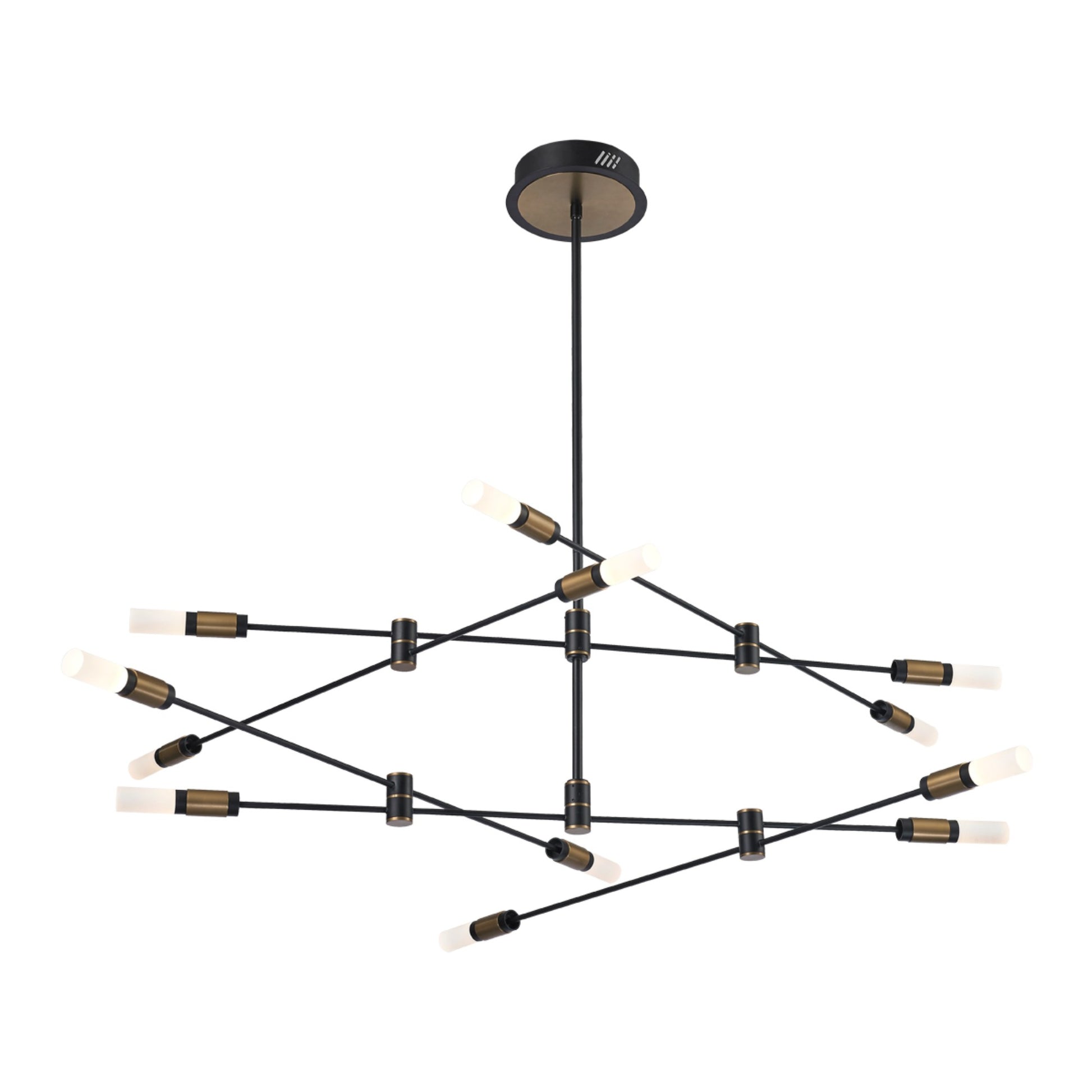 Albany 12-Light 41" LED Chandelier, Black & Brass Finish - Bees Lighting