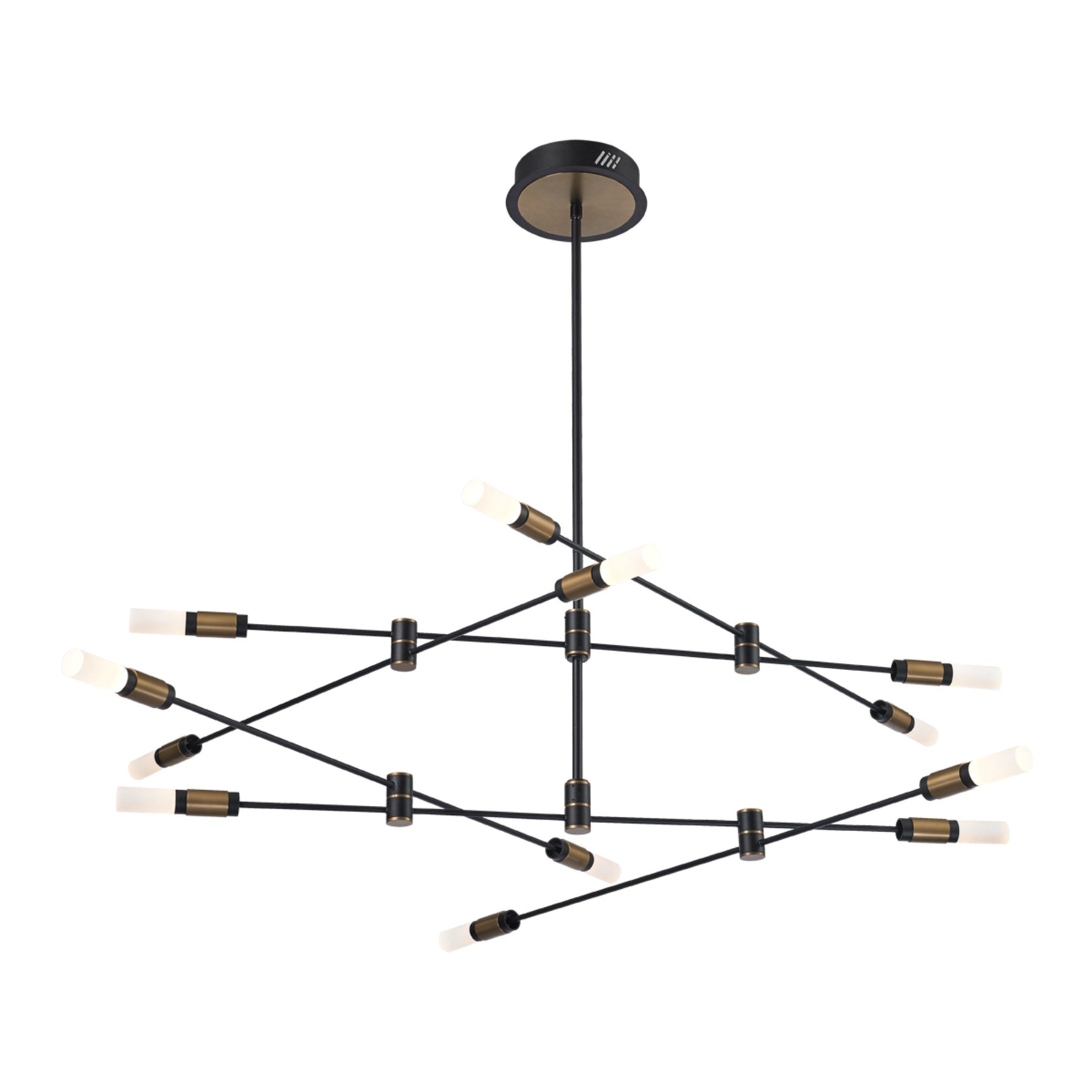Albany 12-Light 41" LED Chandelier, Black & Brass Finish - Bees Lighting