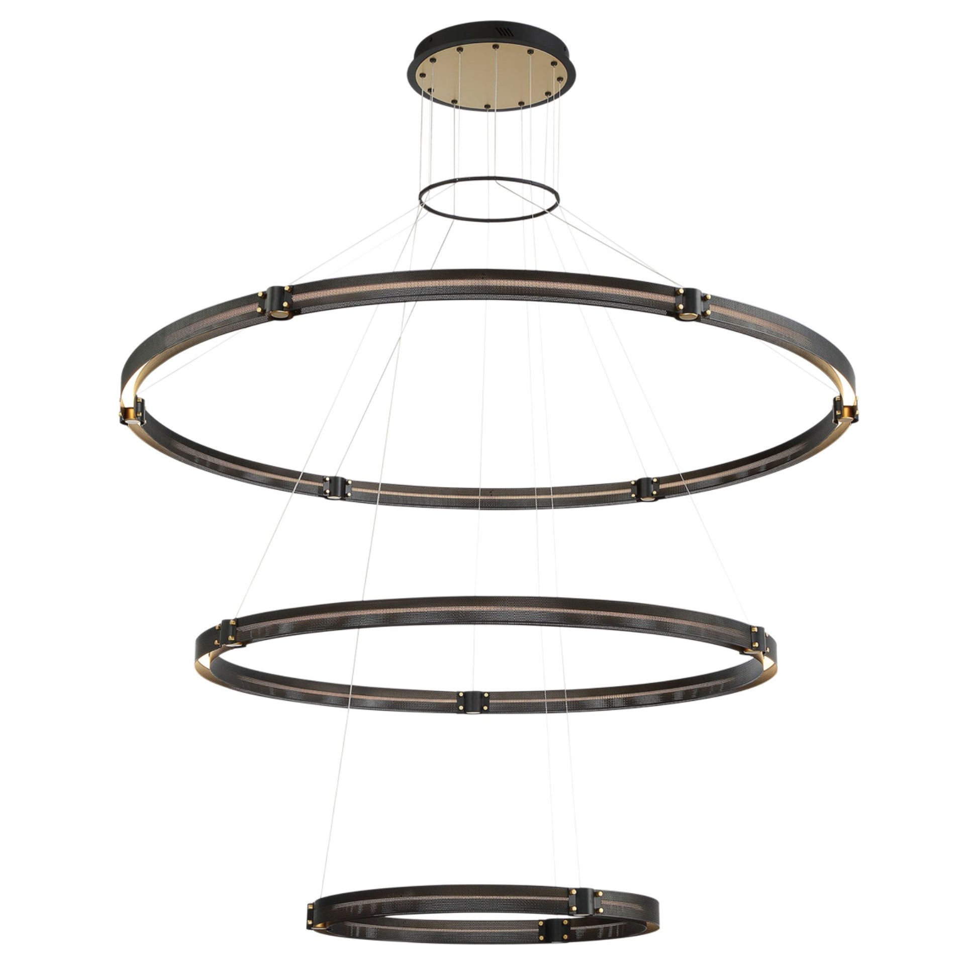 Admiral 3-Tiers 62" LED Grand Chandelier, Gold & Black Finish - Bees Lighting