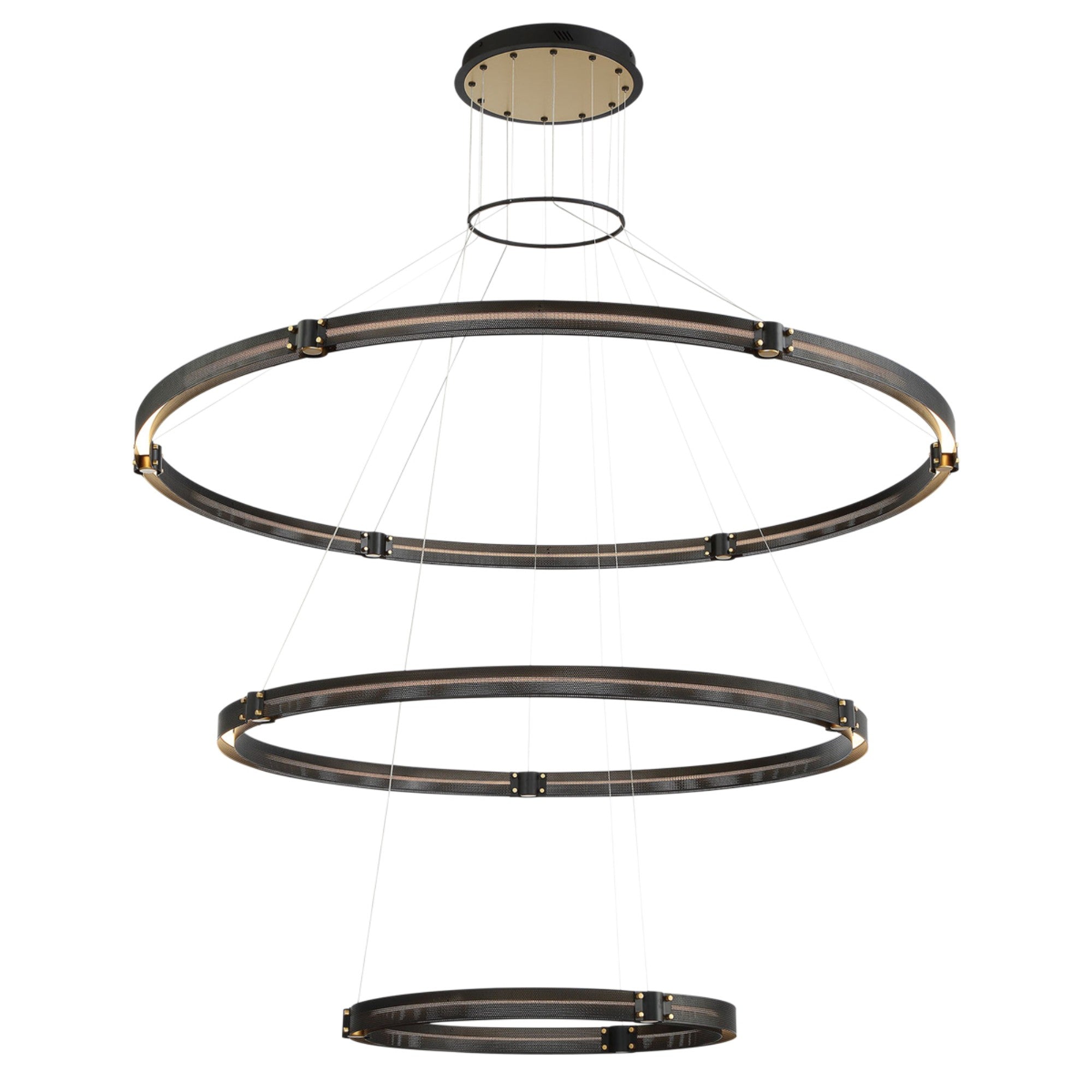 Admiral 3-Tiers 62" LED Grand Chandelier, Gold & Black Finish - Bees Lighting