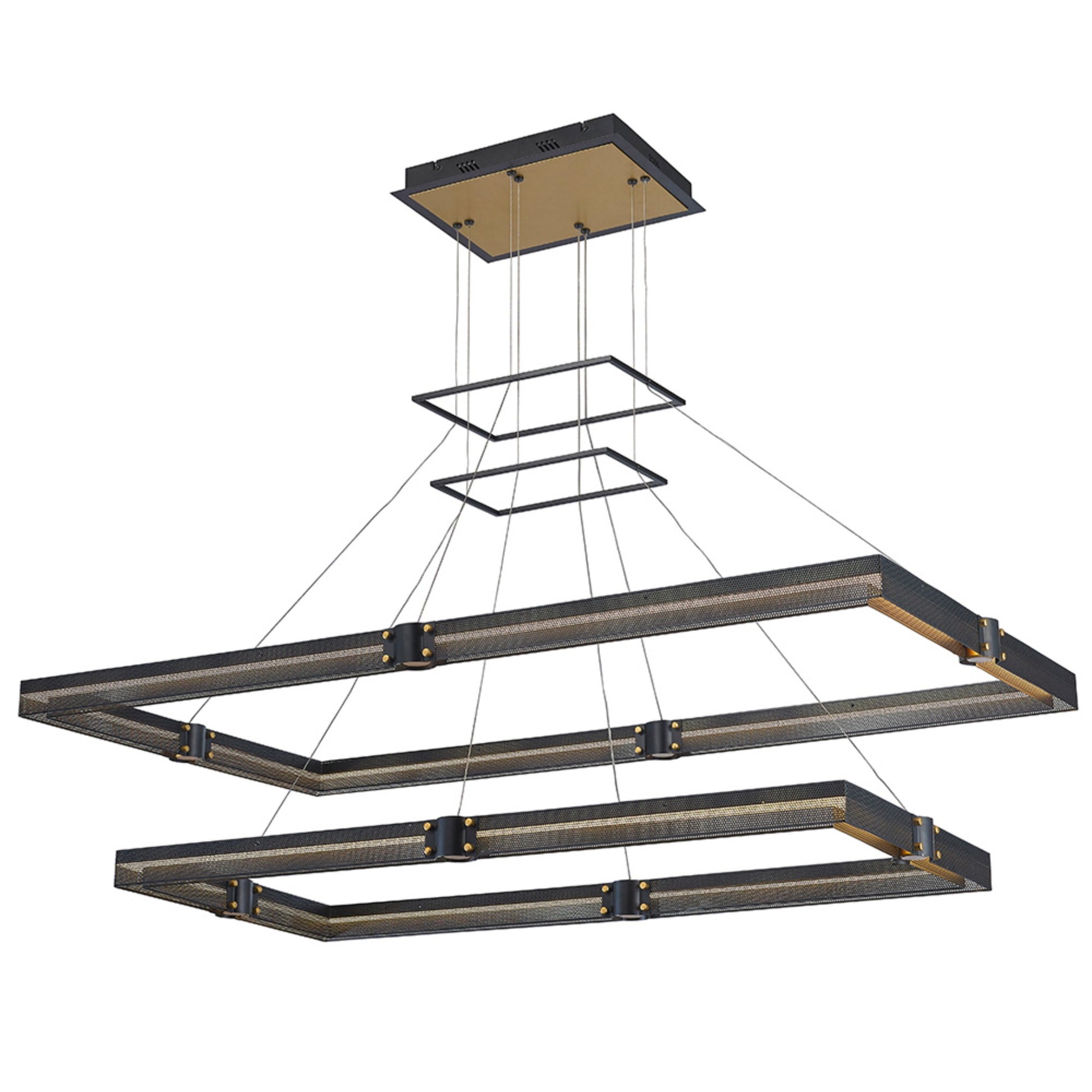Admiral 2-Tiers 50" LED Linear Chandelier, Gold & Black Finish - Bees Lighting