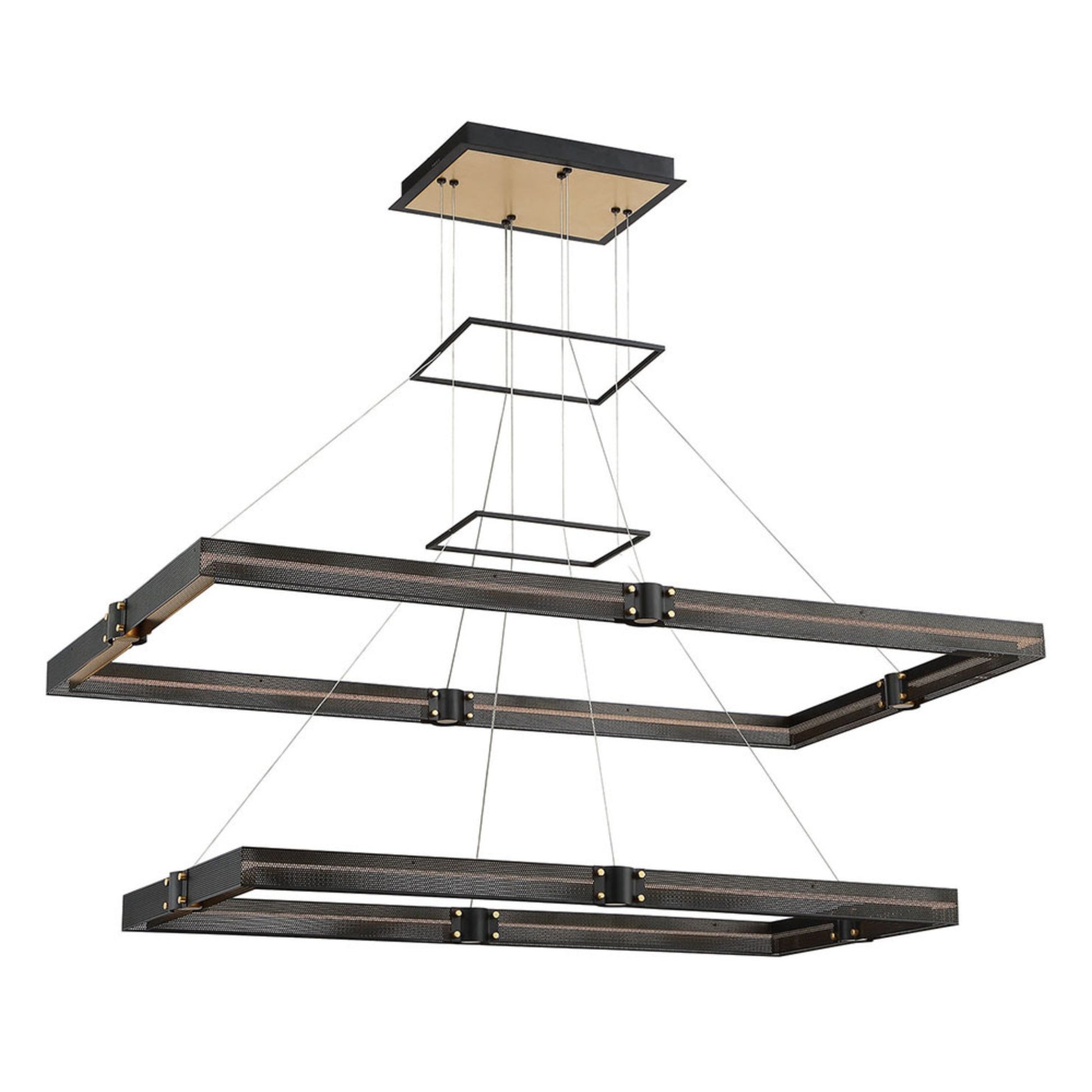 Admiral 2-Tiers 50" LED Linear Chandelier, Gold & Black Finish - Bees Lighting