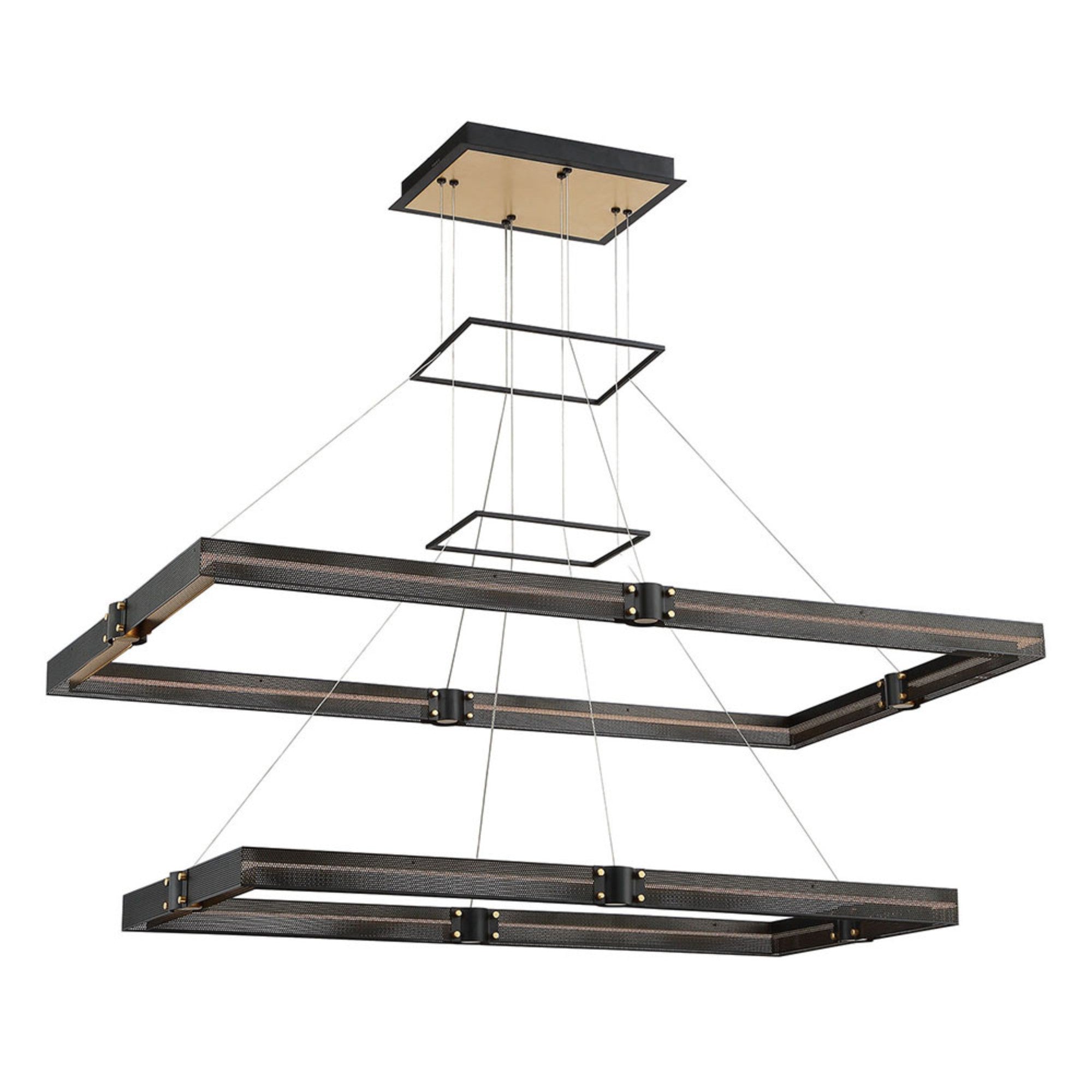 Admiral 2-Tiers 50" LED Linear Chandelier, Gold & Black Finish - Bees Lighting