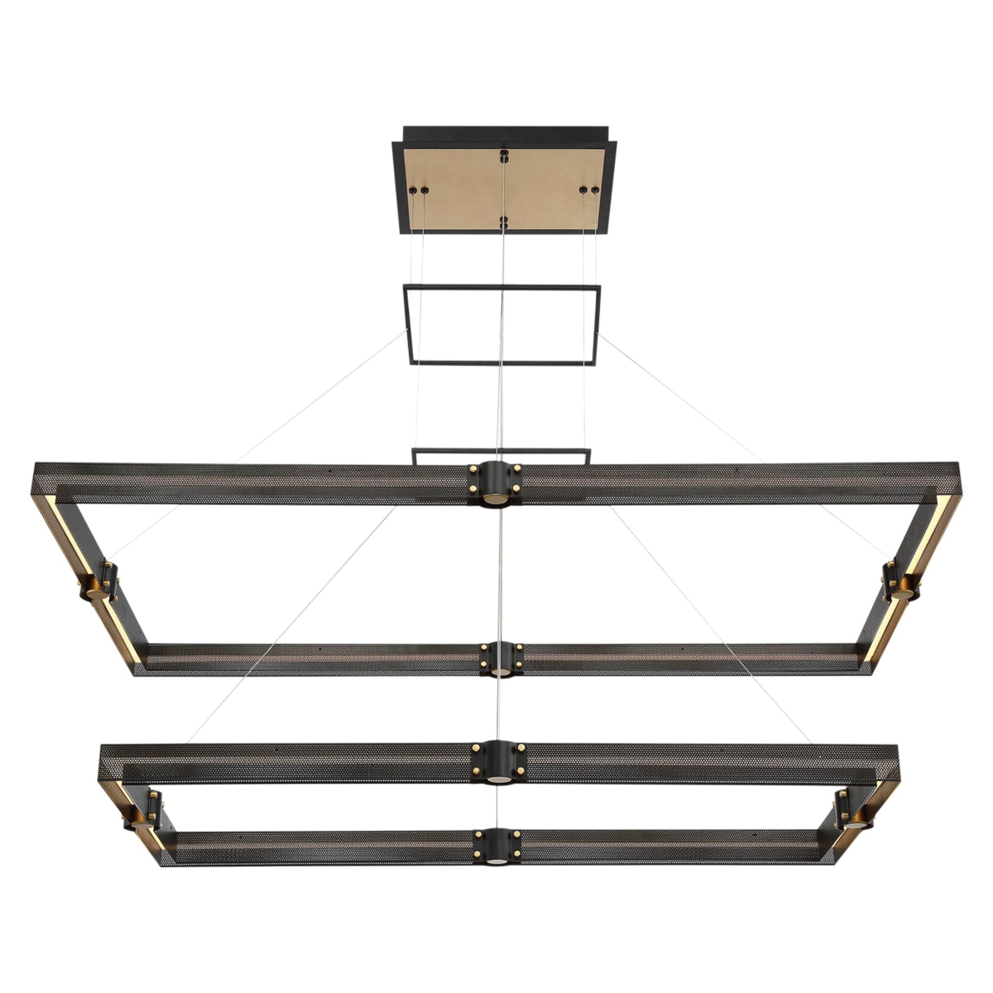 Admiral 2-Tiers 50" LED Linear Chandelier, Gold & Black Finish - Bees Lighting