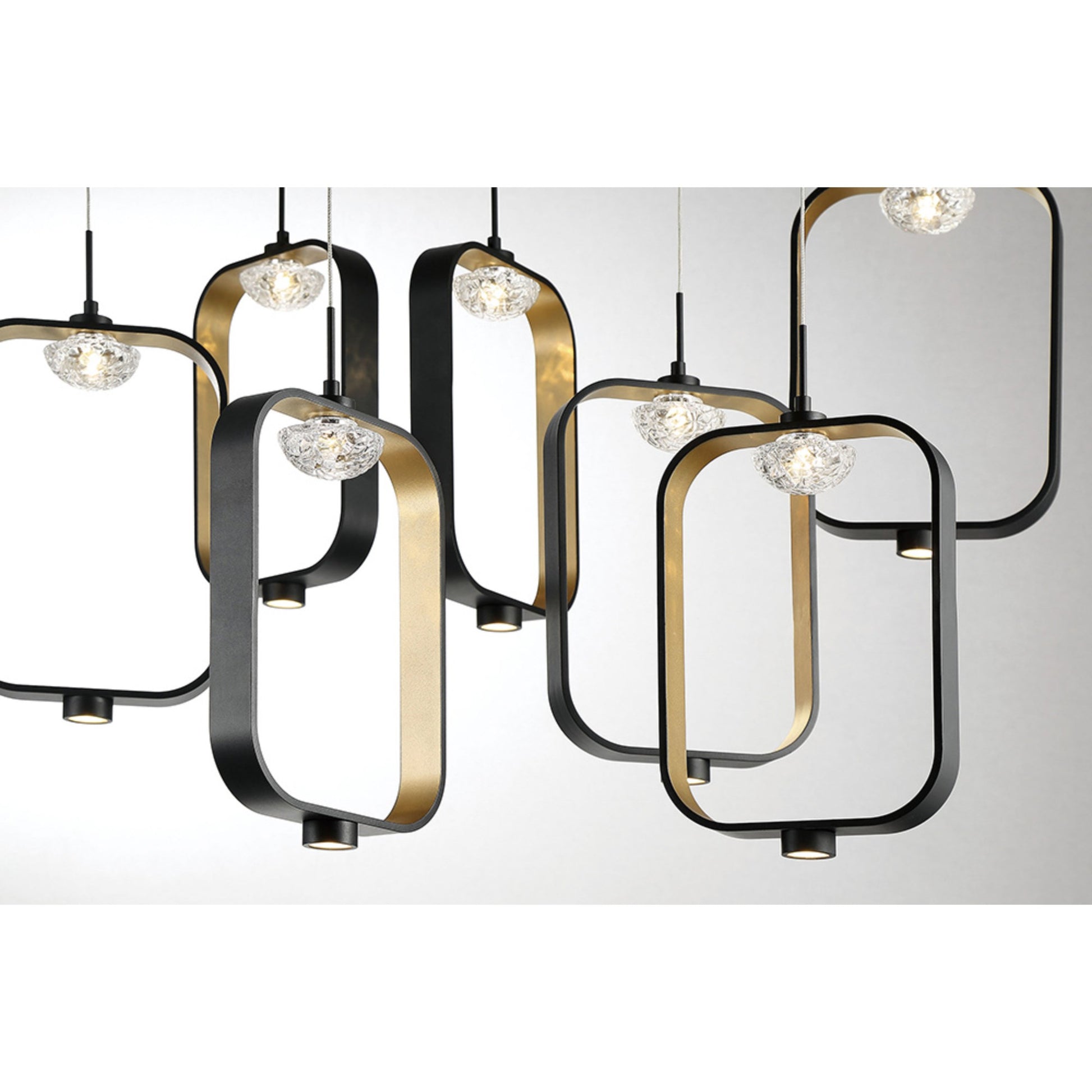 Dagmar 9-Light 33" LED Multi Drop Chandelier, Black & Gold Finish - Bees Lighting