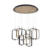 Dagmar 9-Light 33" LED Multi Drop Chandelier, Black & Gold Finish - Bees Lighting