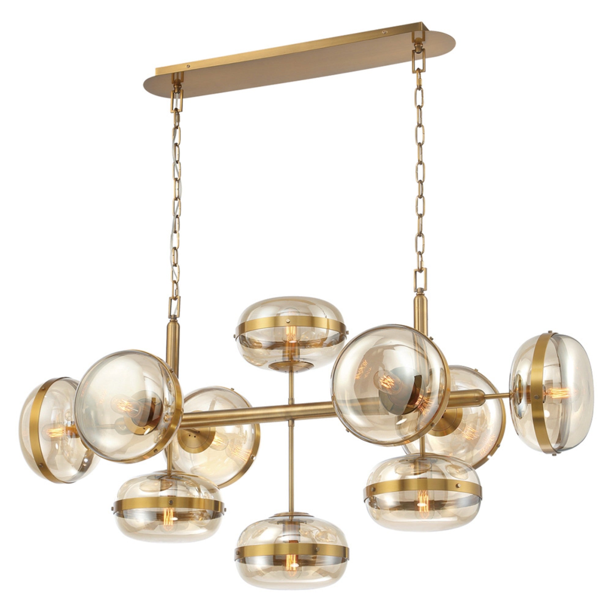 Nottingham 10-Light 54" Chandelier, Antique Brass Finish - Bees Lighting