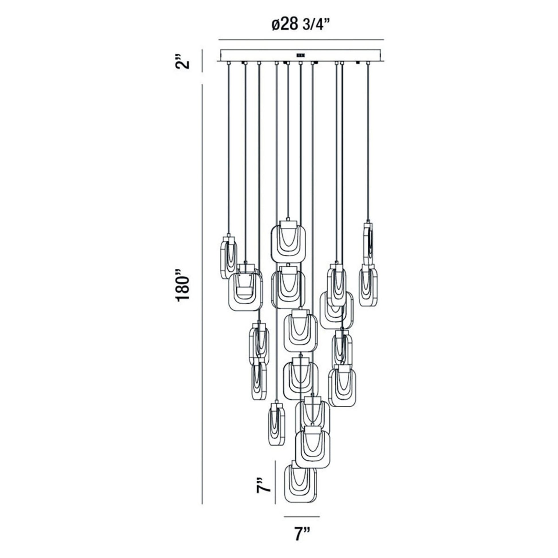 Paget 19-Light 29" LED Multi Drop Chandelier, Gold Finish - Bees Lighting