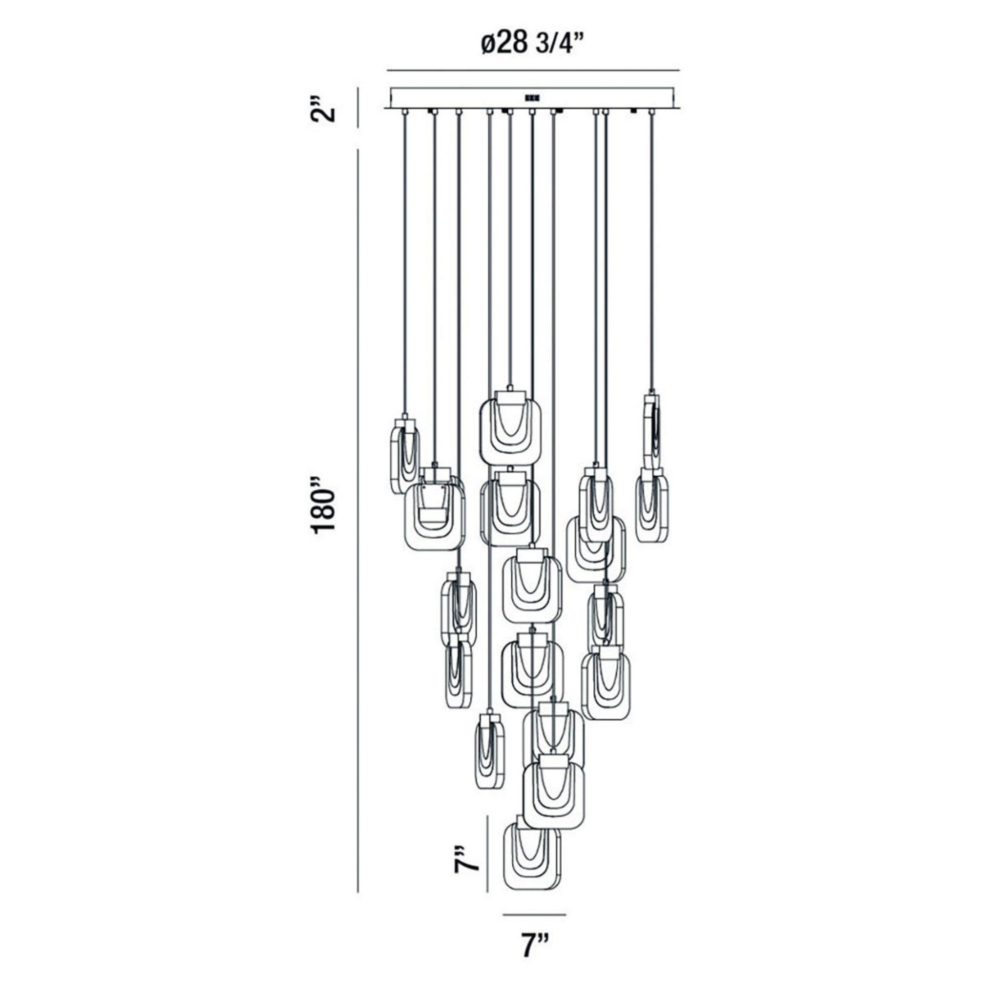 Paget 19-Light 29" LED Multi Drop Chandelier, Gold Finish - Bees Lighting