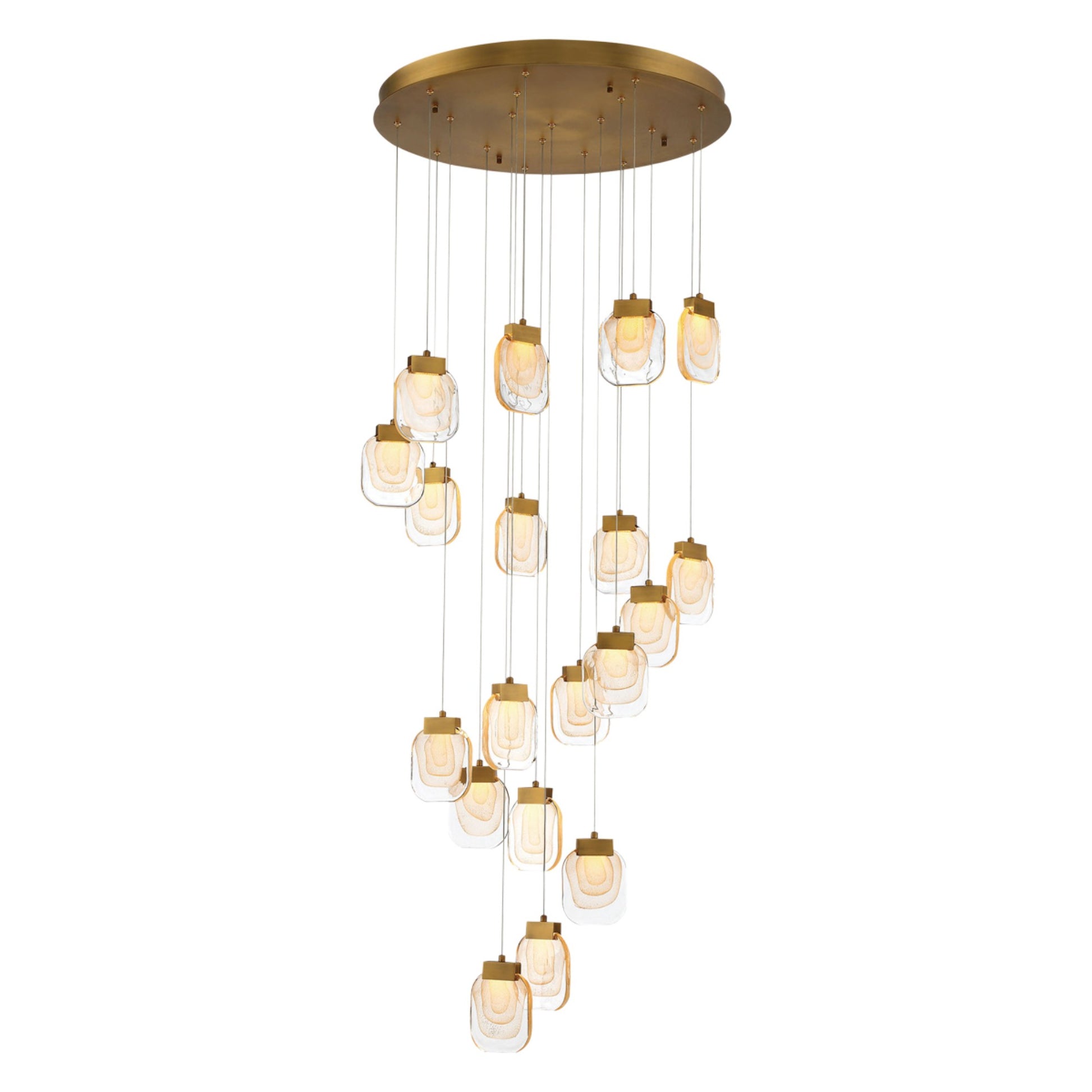 Paget 19-Light 29" LED Multi Drop Chandelier, Gold Finish - Bees Lighting