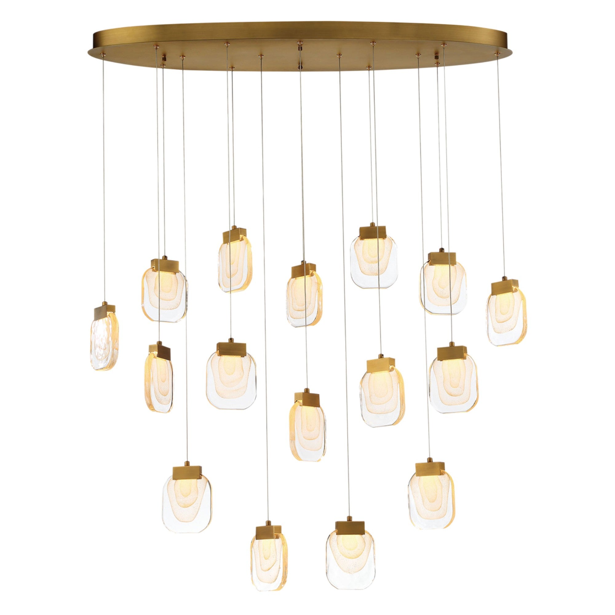 Paget 16-Light 44" LED Multi Drop Chandelier, Gold Finish - Bees Lighting