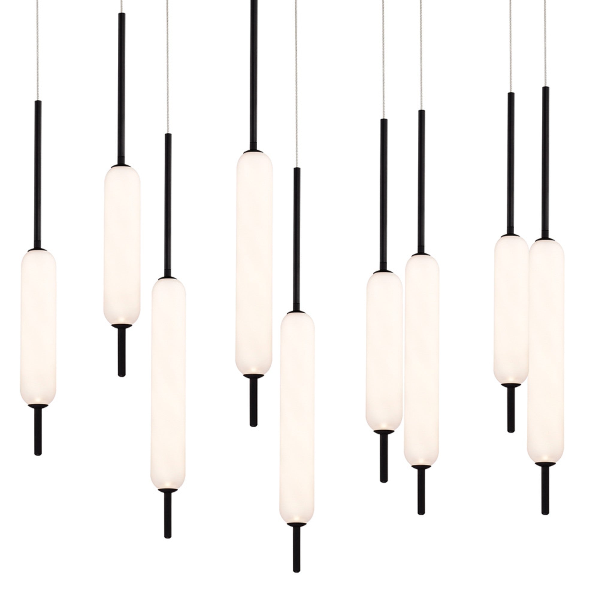Cumberland 12-Light 22" LED Multi Drop Chandelier, Black Finish - Bees Lighting