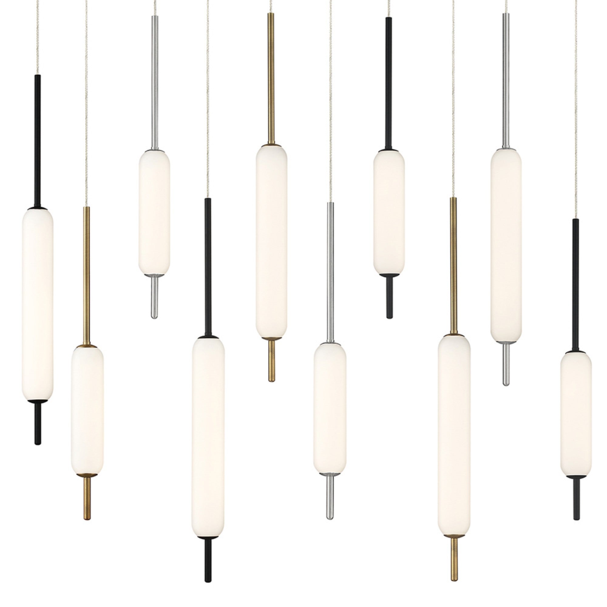 Cumberland 12-Light 22" LED Multi Drop Chandelier, Black & Gold & Nickel Finish - Bees Lighting