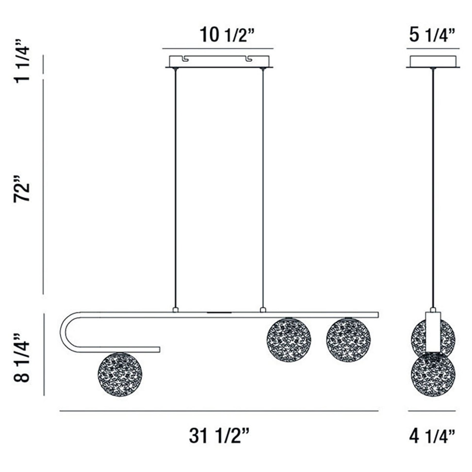 Phillimore 3-Light 32" LED Linear Chandelier, Gold Finish - Bees Lighting
