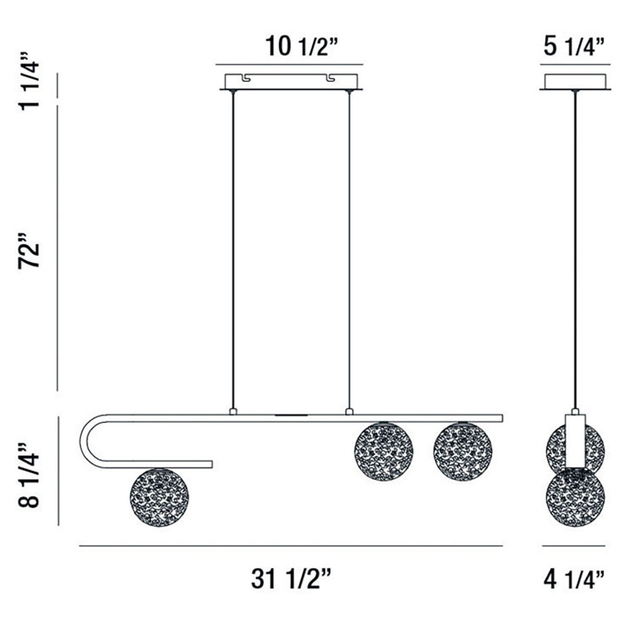 Phillimore 3-Light 32" LED Linear Chandelier, Gold Finish - Bees Lighting