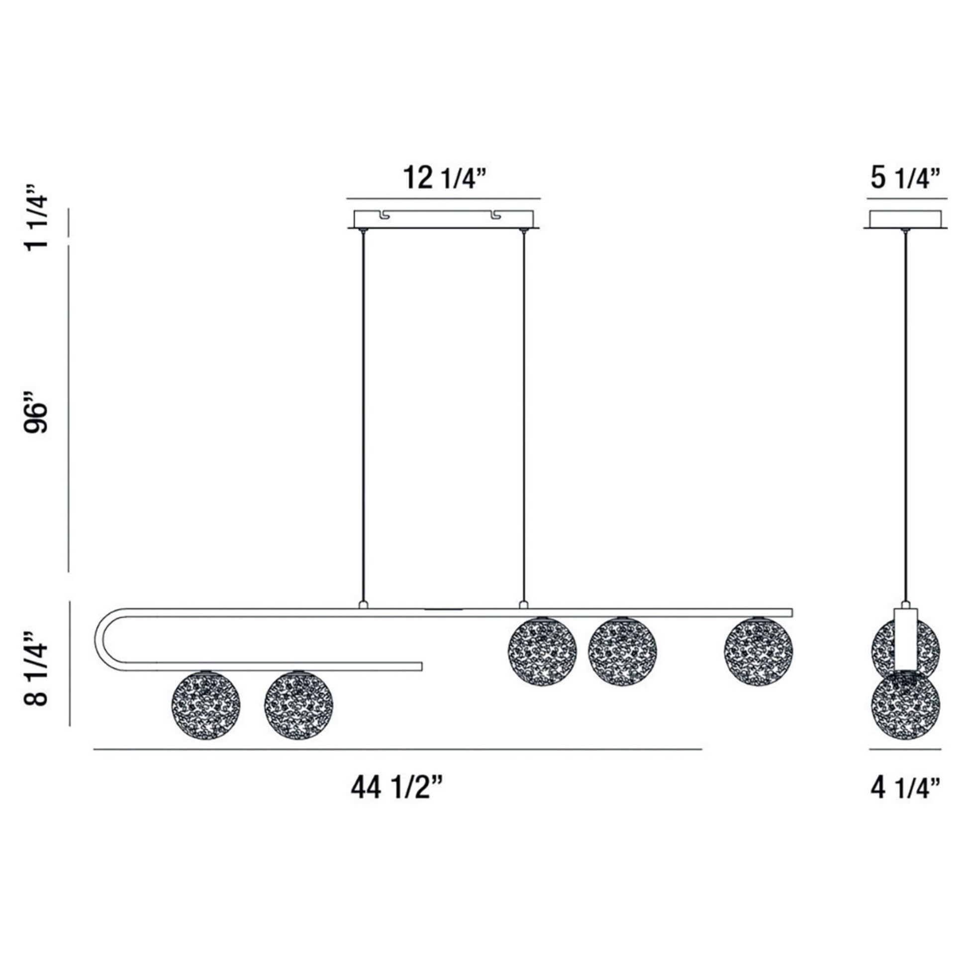 Phillimore 5-Light 45" LED Linear Chandelier, Gold Finish - Bees Lighting