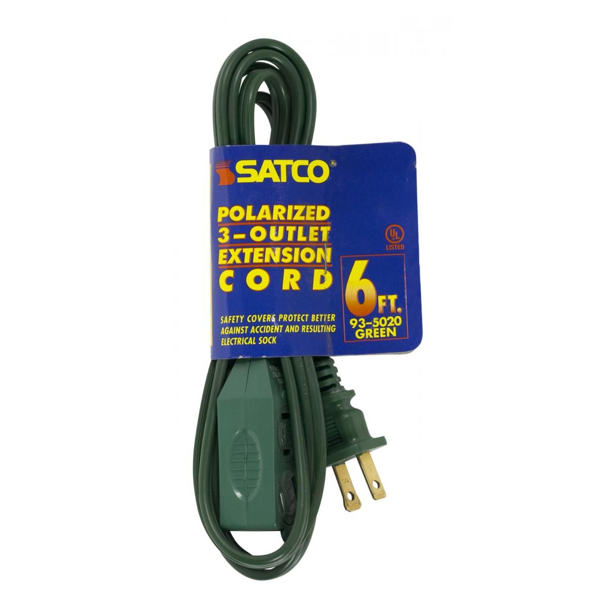 6 ft. Extension Cord 2 Prong, 16/2 Gauge SPT, 3 Outlets, Green - Bees Lighting
