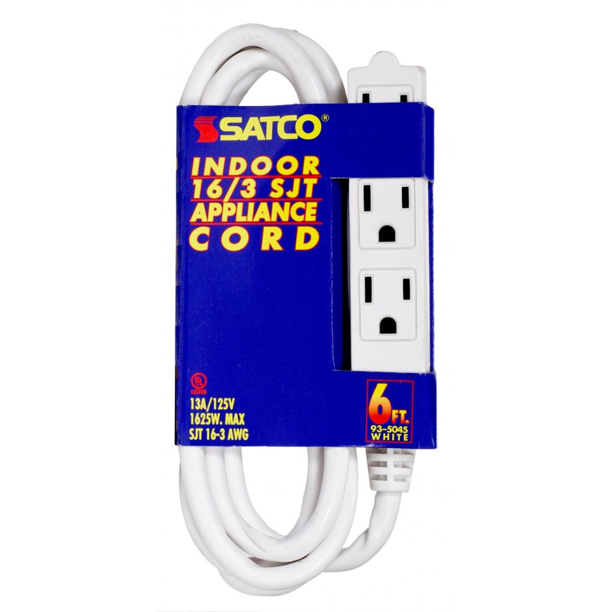 6 ft. Extension Cord 16/3 Gauge SJT, 3 Outlets, White - Bees Lighting