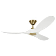 Maverick II 52 Inch White and Brass Damp Rated Ceiling Fan with Remote - Bees Lighting