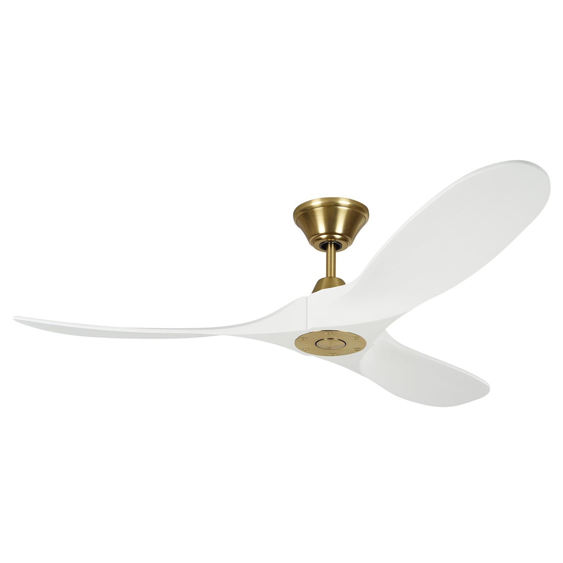 Maverick II 52 Inch White and Brass Damp Rated Ceiling Fan with Remote - Bees Lighting