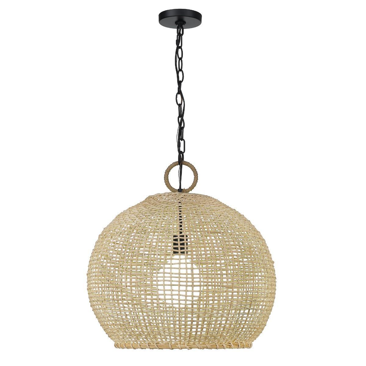 Reed 20 in. Pendant Light Black finish Gold Shade