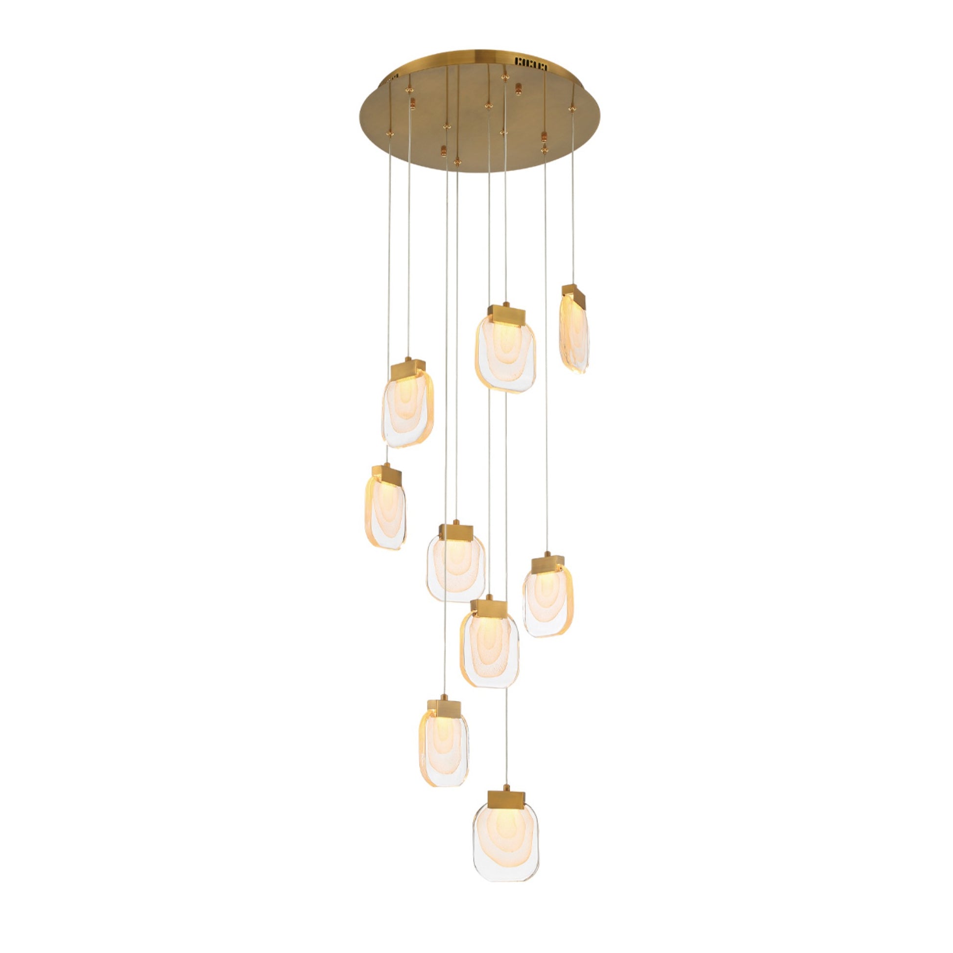 Paget 9-Light 20" LED Multi Drop Chandelier, Gold Finish - Bees Lighting