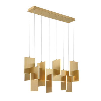 Coburg 3-Light 42" LED Linear Chandelier, Gold Finish