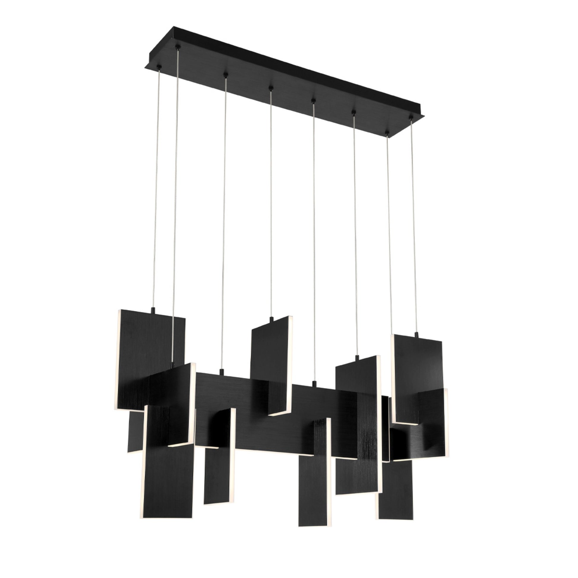 Coburg 3-Light 42" LED Linear Chandelier, Black Finish - Bees Lighting