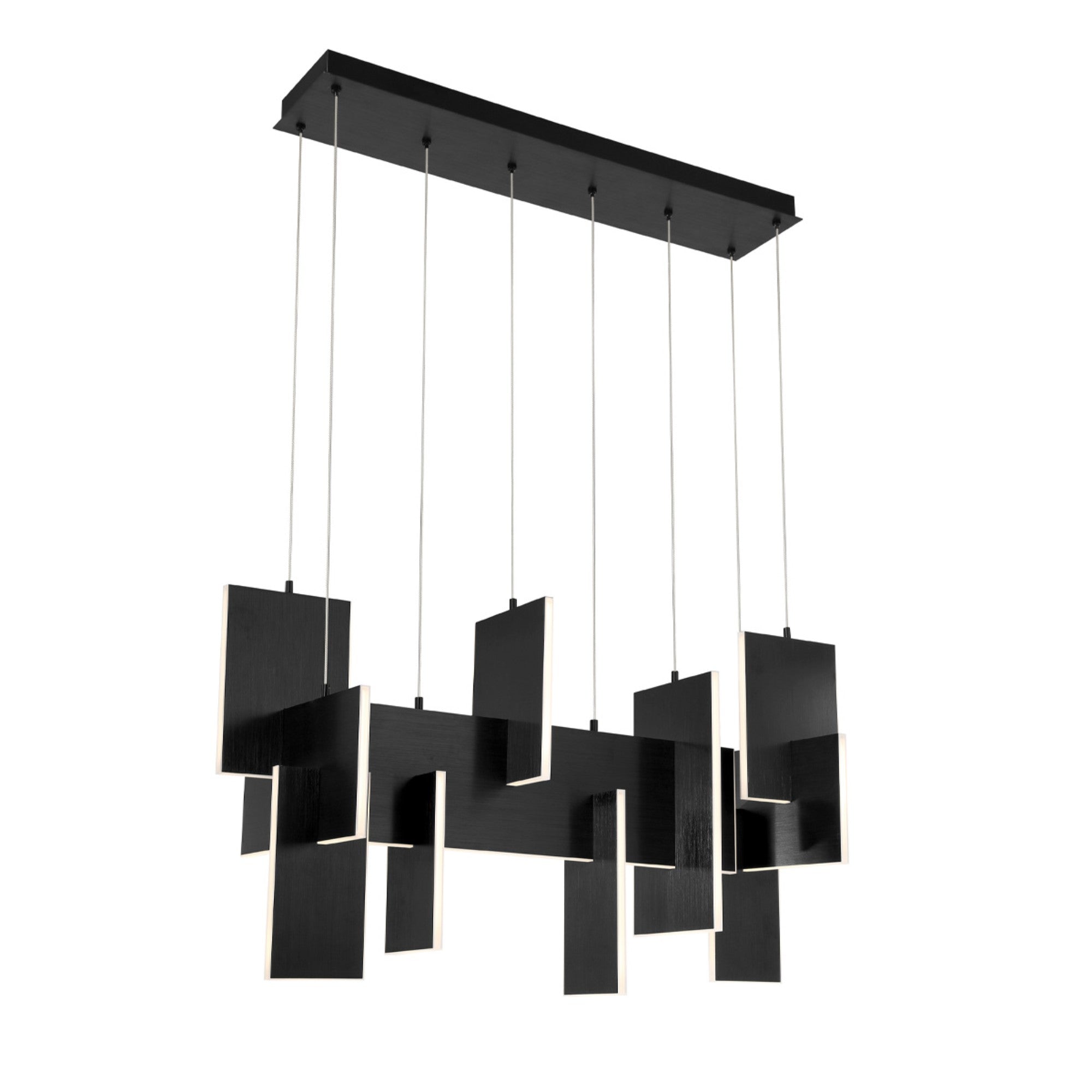 Coburg 3-Light 42" LED Linear Chandelier, Black Finish - Bees Lighting