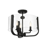 Campisi 3-Light 16" Semi-Flush Mount, Black Finish - Bees Lighting