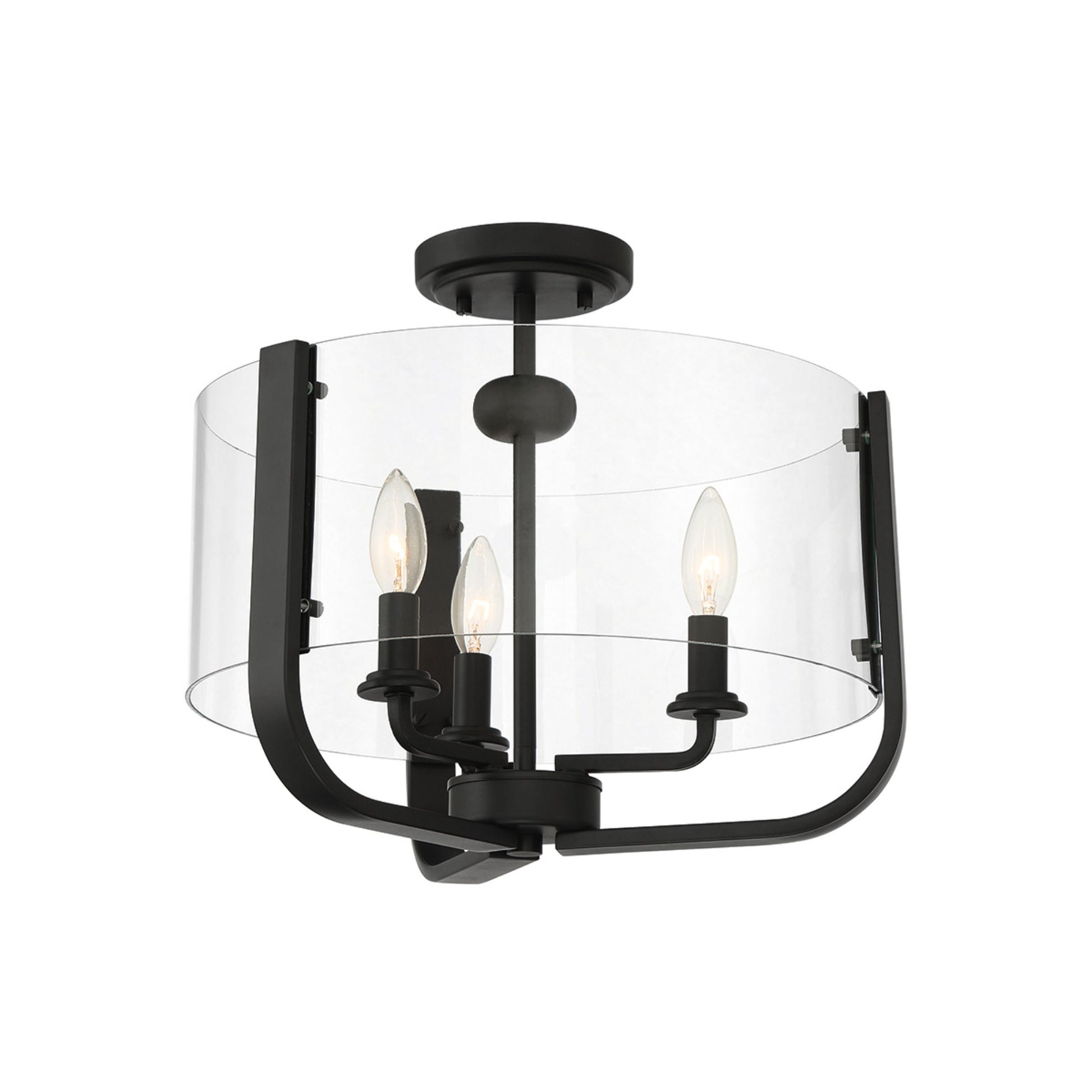 Campisi 3-Light 16" Semi-Flush Mount, Black Finish - Bees Lighting