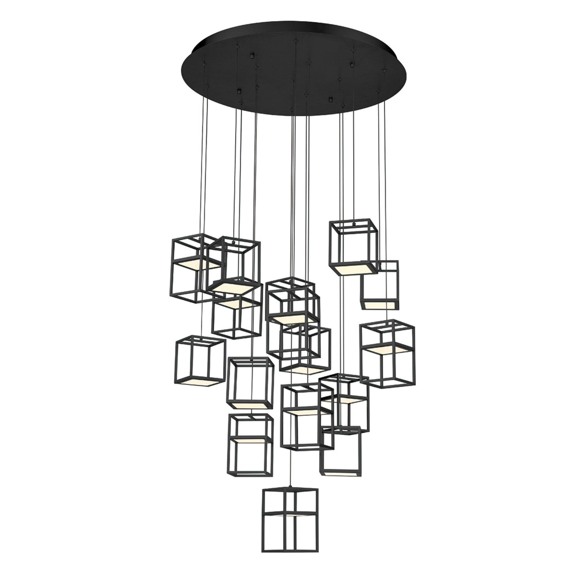 Ferro 16-Light 32" LED Multi Drop Chandelier, Black Finish - Bees Lighting